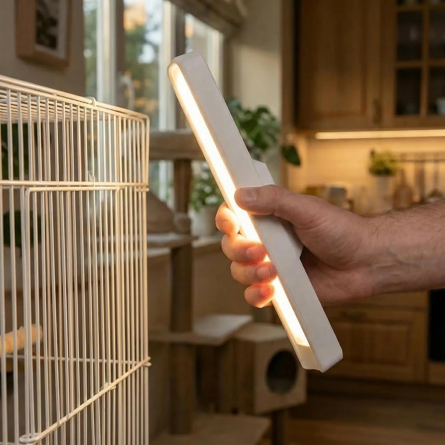 Bird Cage LED Light 3 Color Modes, USB Rechargeable, Adjustable Brightness
