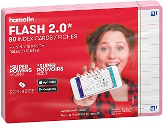 Hamelin Index Cards Flash 2.0 Flash Cards, 4x6 Index Cards 80ct Rose Pink (400134037)