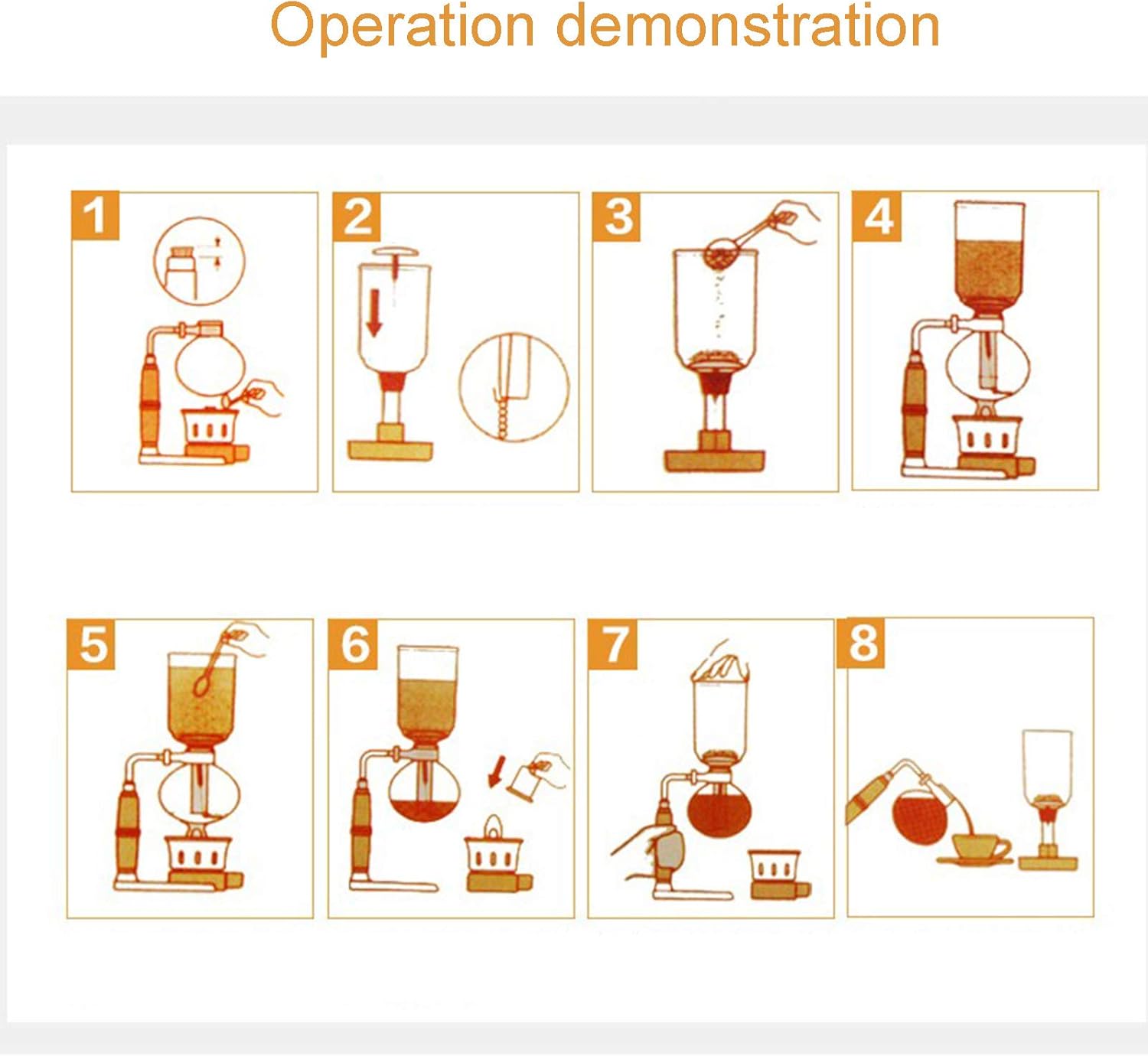 Style Siphon Coffee Maker, Tea Siphon Pot,Vacuum Coffeemaker Glass Type,Coffee Machine Filter 3Cup,Heat-Resistant Glass for Home