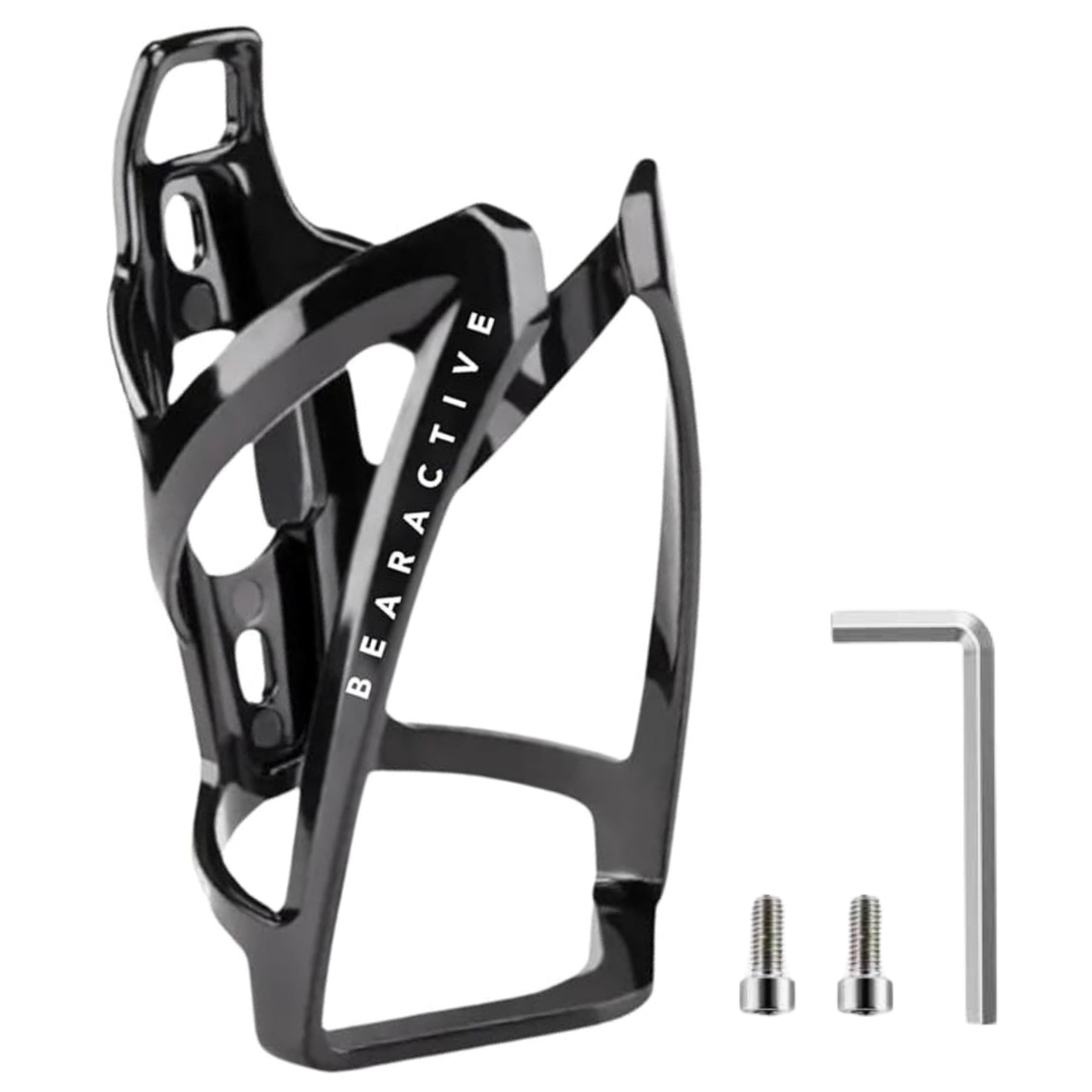Bearactive Bike Bottle Holder with UK Made 750ml Bottle - BPA Free Leak Proof Cycling Water Bottle with Valve Lid – Bottle Cages with Screws for Road & Mountain Bikes (1 Pack No Bottle, Black)