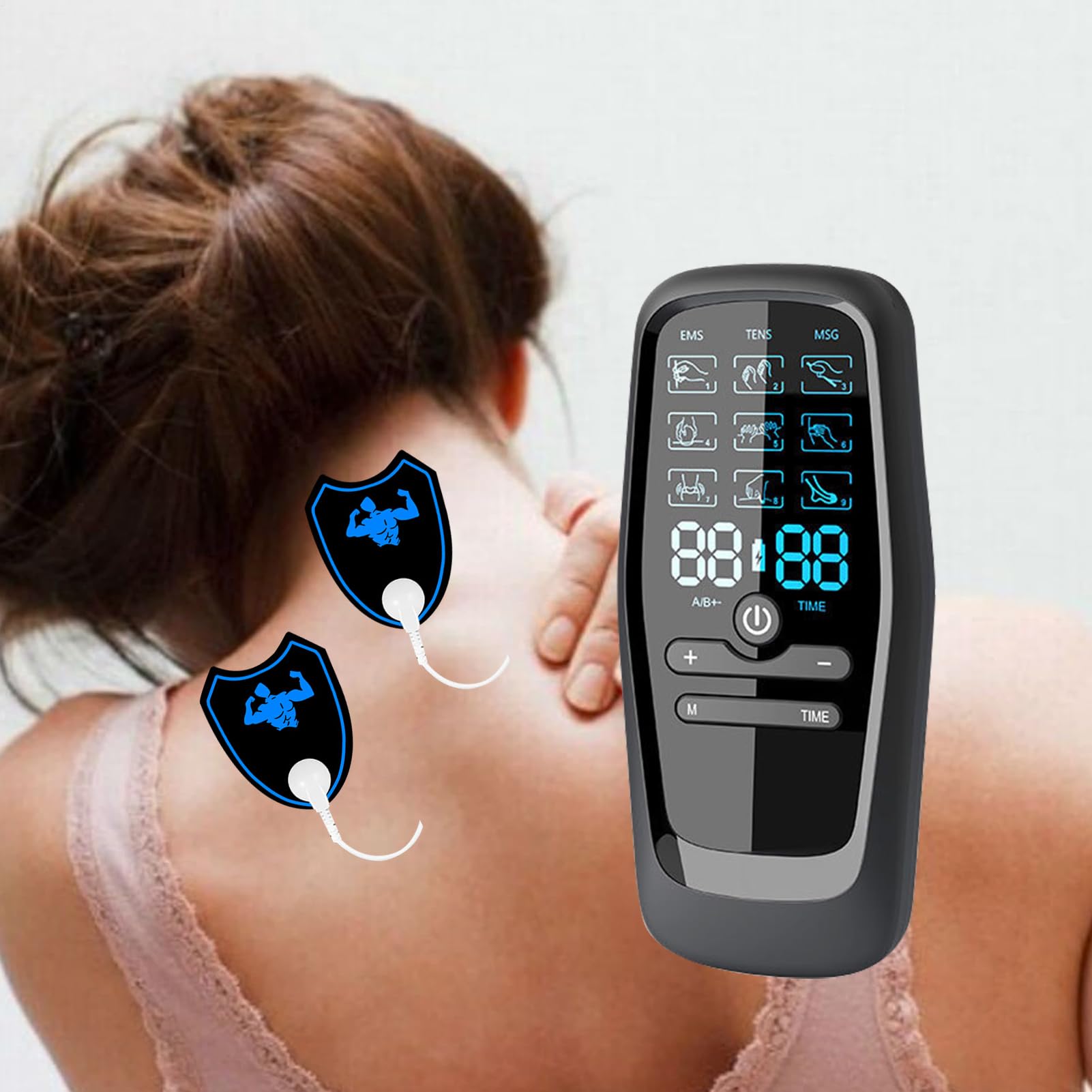 Masseur du cou, masseur de cou électrique,Stimulateur musculaire électrique avec 9 modes et 30 intensités - Outil de soulagement du cou pour la relaxation, les douleurs musculaires