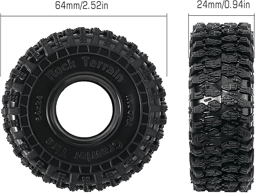 Vista 6 de INJORA Neumáticos 1.0 – S5 Rock Terrain Crawler Neumáticos para TRX4M SCX24 AX24 FCX24 Piezas de actualización, 2.520 x 0.945 in, T1011