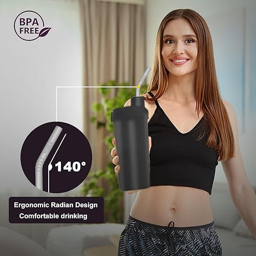 Miniatura 6 de WALFOS Pajitas de silicona reutilizables extra largas de 14.5 pulgadas, pajitas flexibles flexibles de tamaños grandes para botellas de agua grandes