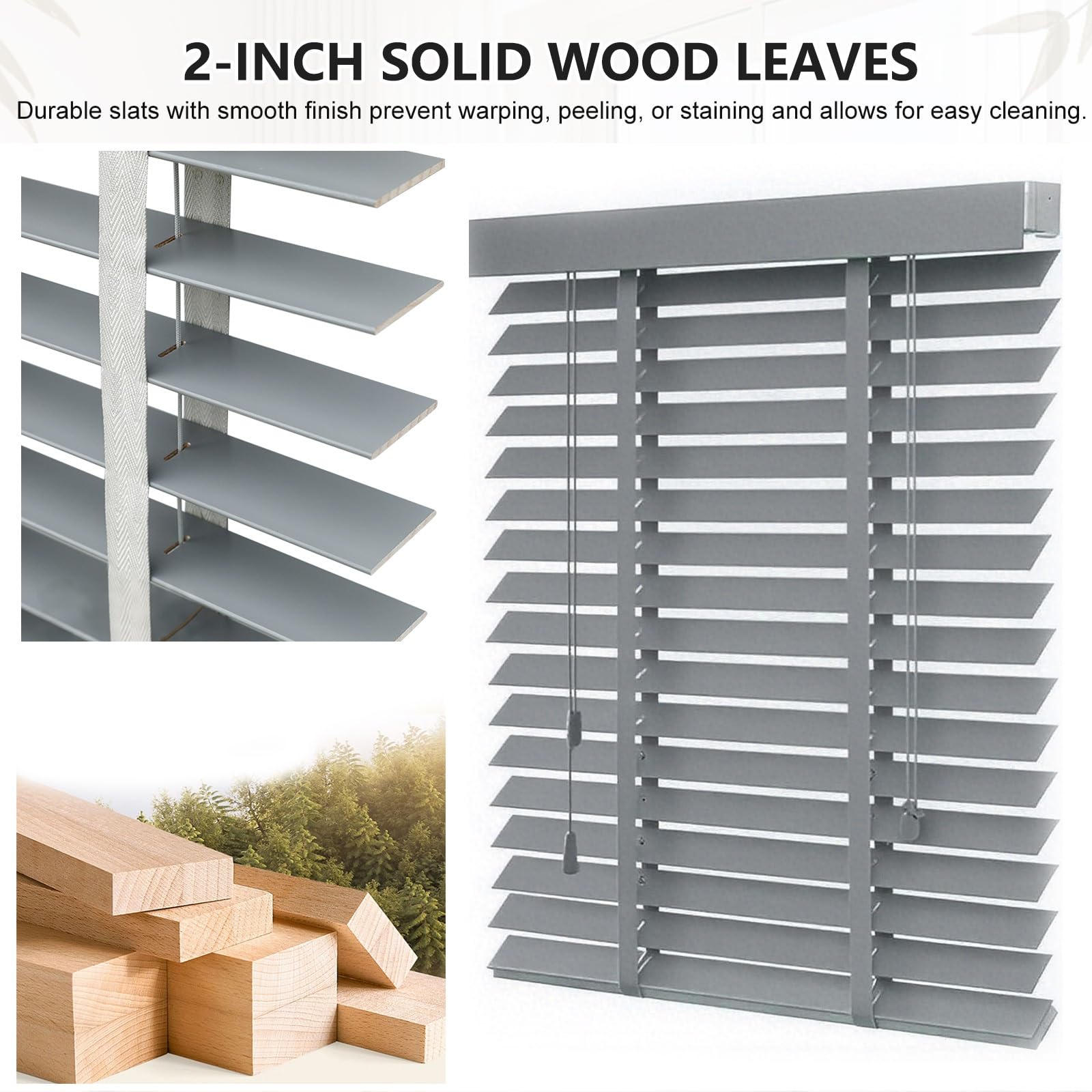 Tende Veneziana in Legno su Misura Larghezza 25-160cm Altezza 60-280cm, Privacy, 25mm Oscurante Persiane Veneziane Orizzontali per Finestre Interne(5003)