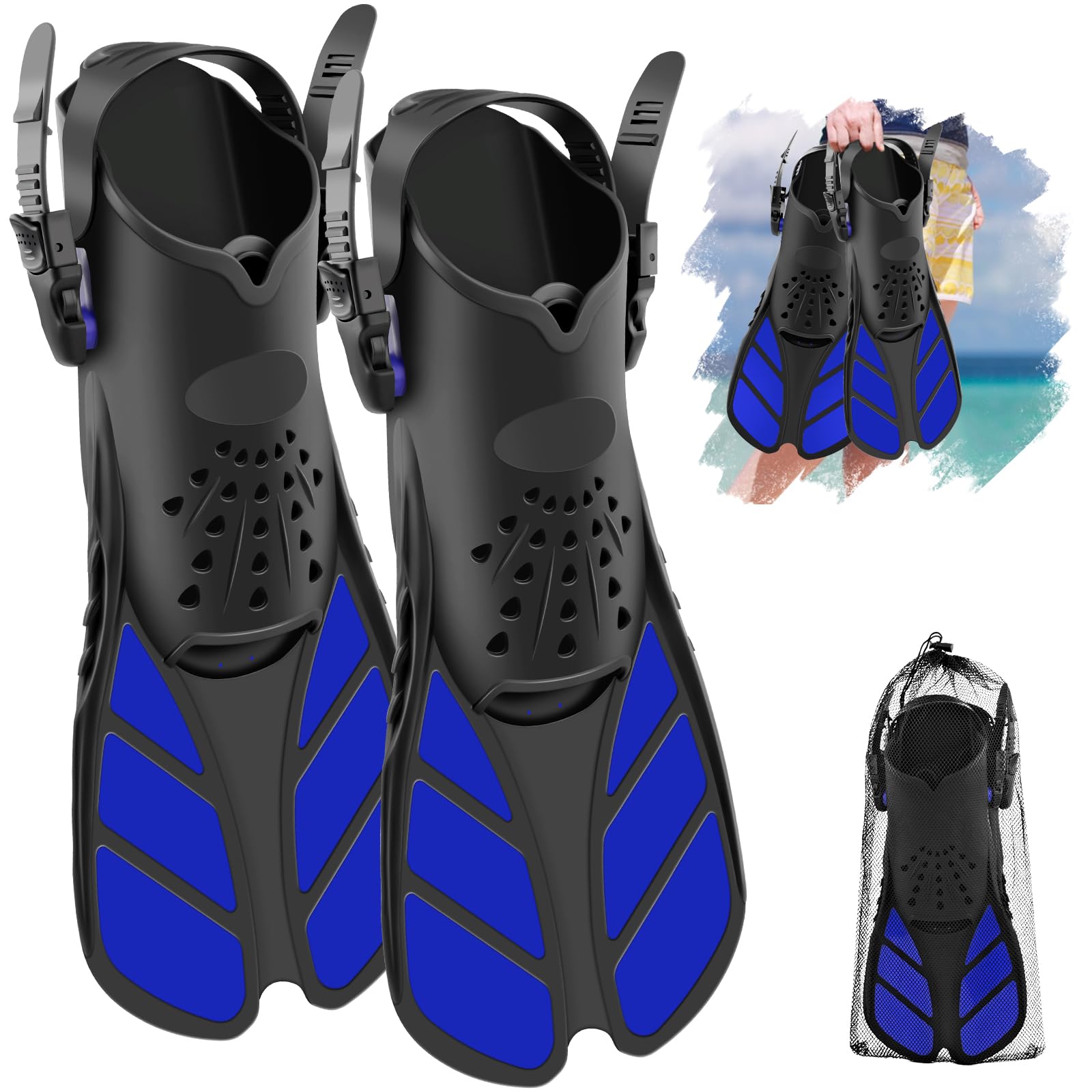 WuGU Aletas Ajustables, Aletas de Buceo, Aletas de Snorkel, Aletas de Natación para Adultos