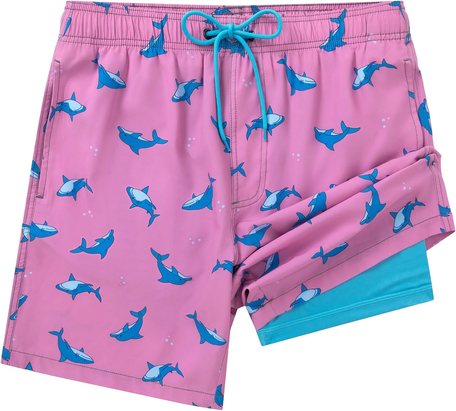 Aueyan Mens Swim Trunks with Compression Liner 7 inch Quick Dry Beach Board Shorts