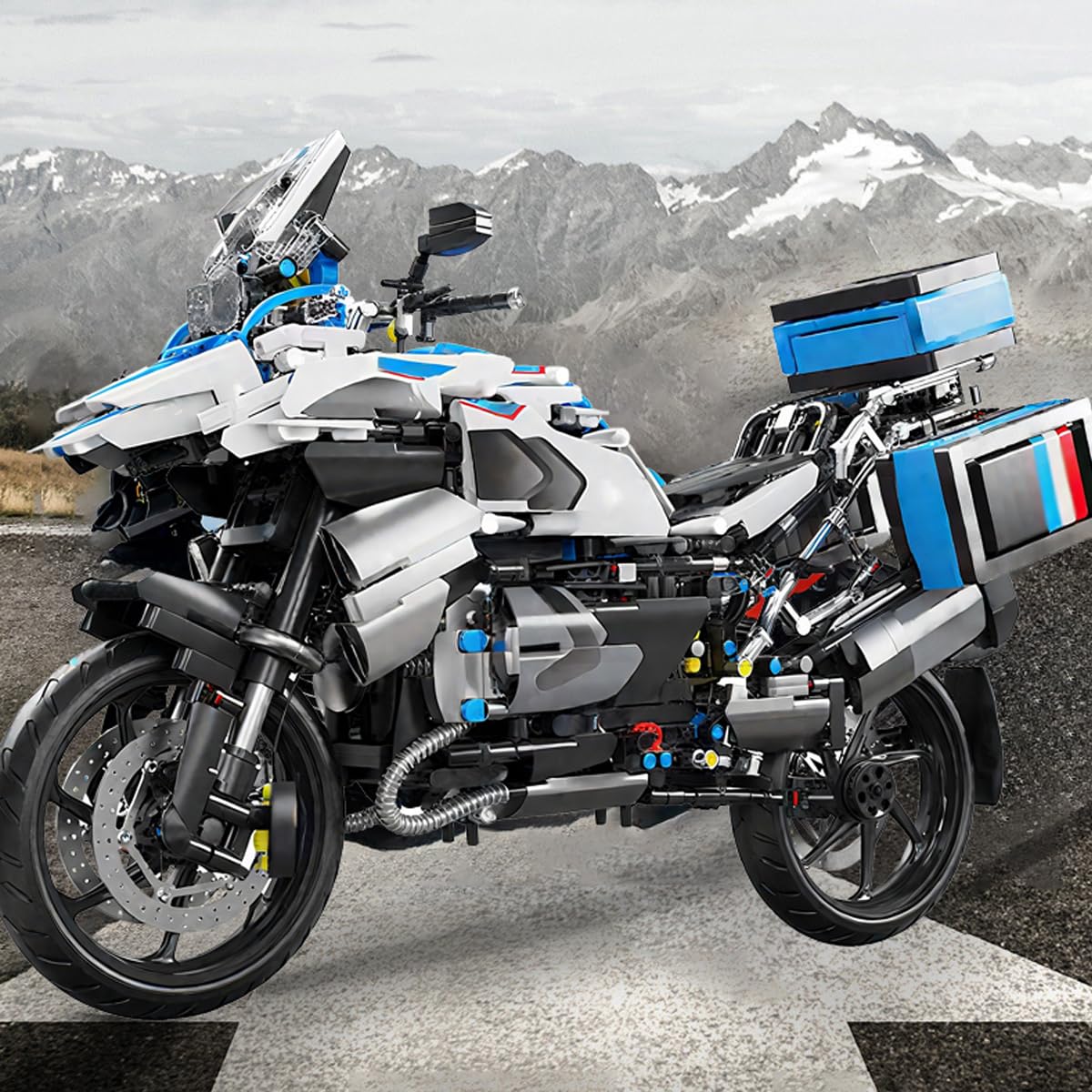 Auspcers Technik Motorrad Bausteine für R1250 GS, 2369 Teile 1:5 Technik Supermotorrad Modell Bauset für ab 15 Jahre, kompatibel mit großen Marken(Originalverpackung nicht im Lieferumfang enthalten.)