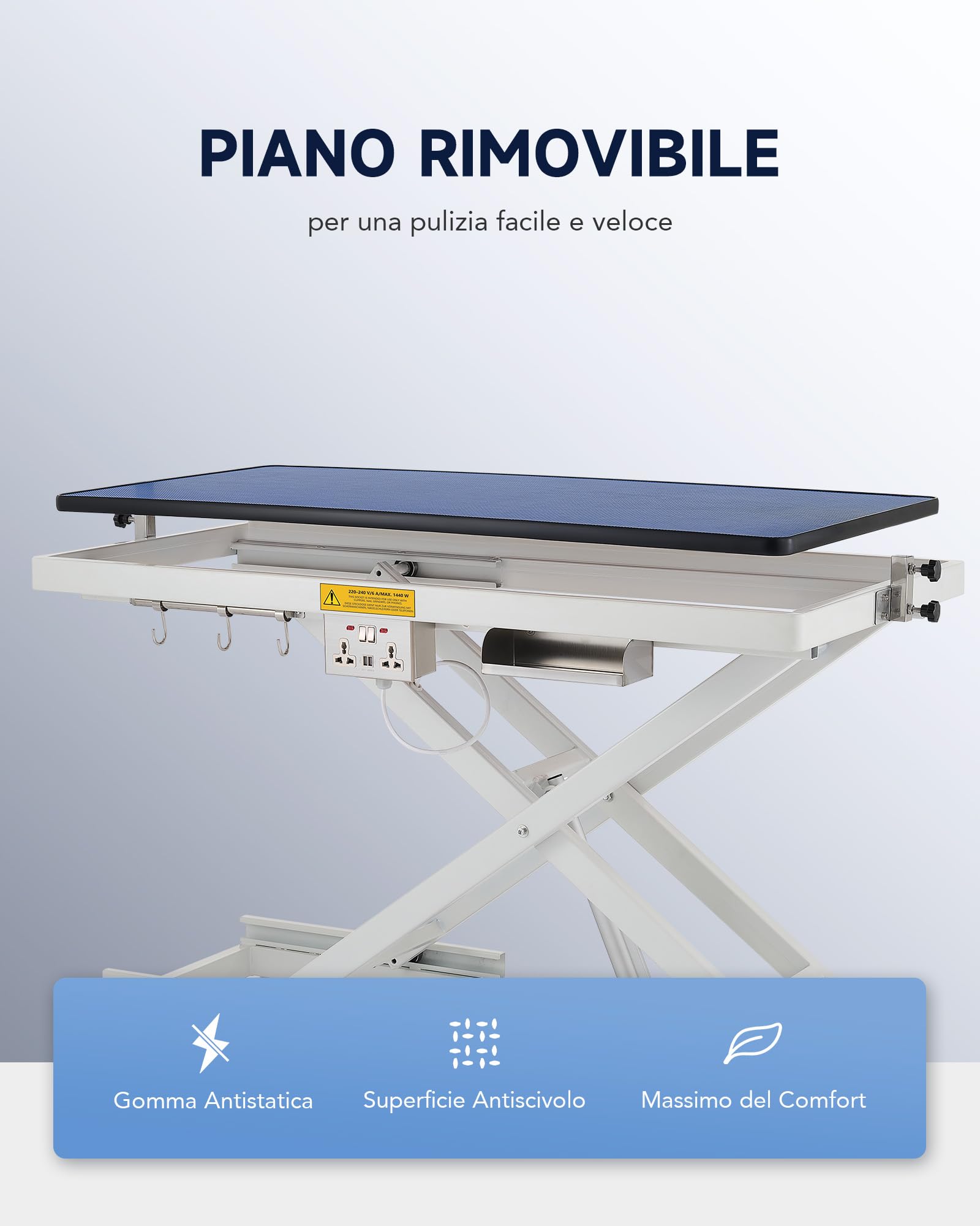 CO-Z Tavolo Elettrico da Toelettatura per Cani 120cm Tavolo da Toelettatura per Animali Pesante con Ruote Regolabili in Altezza 4 Cinghie per Toelettatura degli Animali capacità 110 kg 120cm, Bianco