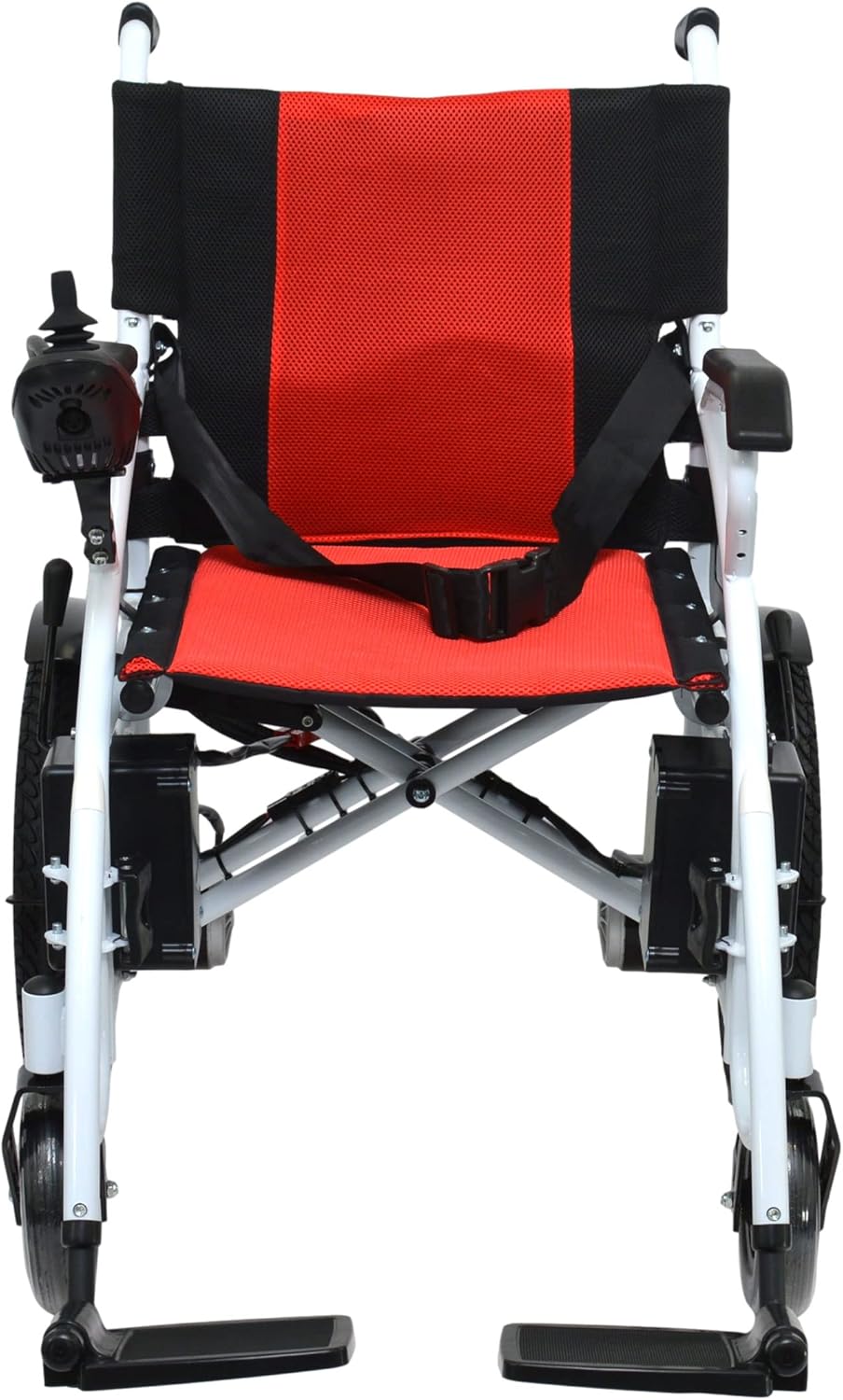 Electric Wheelchair for Adults, Wheelchairs Medical Equipment Multi-Functional Wheelchair, Light Folding Electric Wheelchair (White-Red) : Health & Household