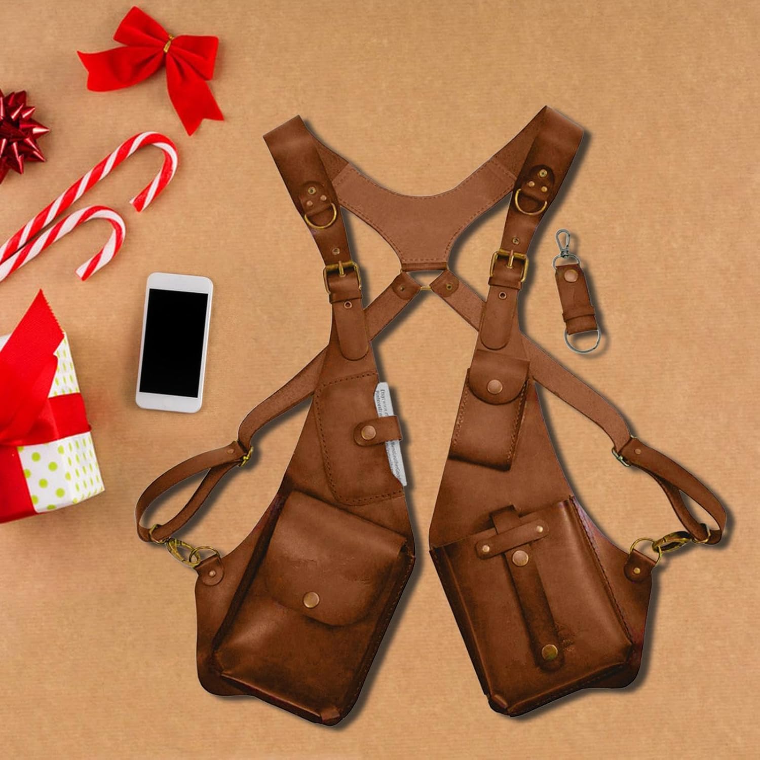 Adjustable PU Leather Shoulder Holster Bag Men Anti-Theft Underarm Strap Wallet Pocket Phone Shoulder Holster Bag