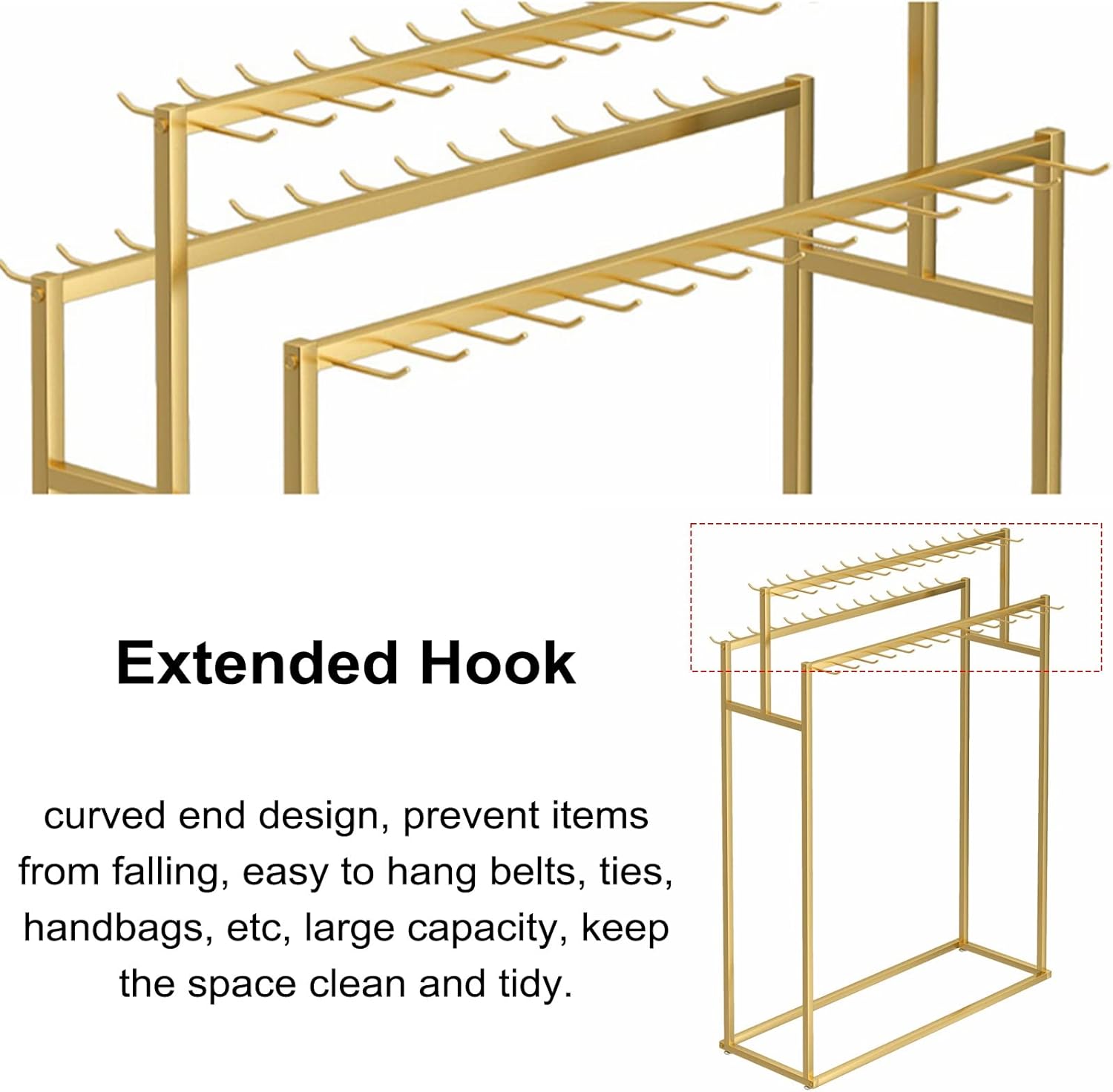 Modern Men's Belt Hanging Rack, Space Saving Tie Display Stand for Closet/Shop/Cloakroom/Clothing Store, Multi-Functional Organizer Holder,White-120x.40x150CM