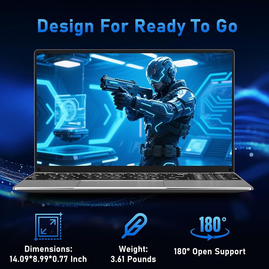 NIAKUN 2026 Laptop Computer, 15.6 Inch Window 11 Pro Laptop, M3-6Y30 Processor, FHD Display, WIFI5, BT4.2, Webcam, Office 365 for Business, School, Work Silver, image 4