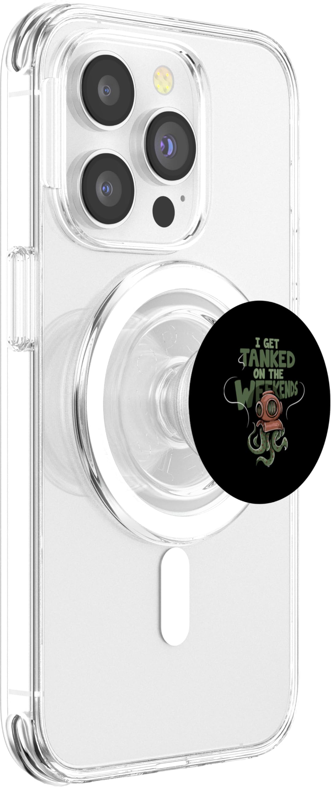 I Get Tanked on the Weekends - Scuba Dive - Scuba Diver PopSockets PopGrip for MagSafe, Clear - Image 4
