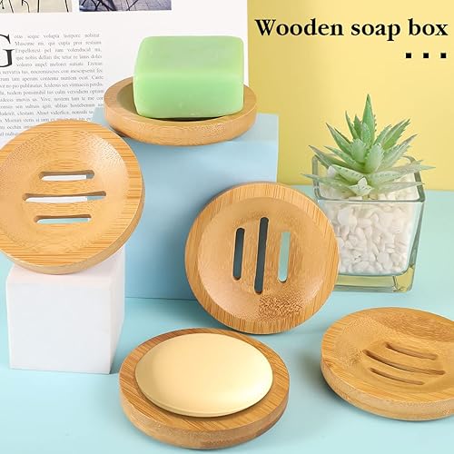 Miniatura 9 de 12 jaboneras de bambú, bandeja de jabón de madera, soporte para barra de champú, soporte para barra de jabón para baño, cocina (cuadrado y redondo)