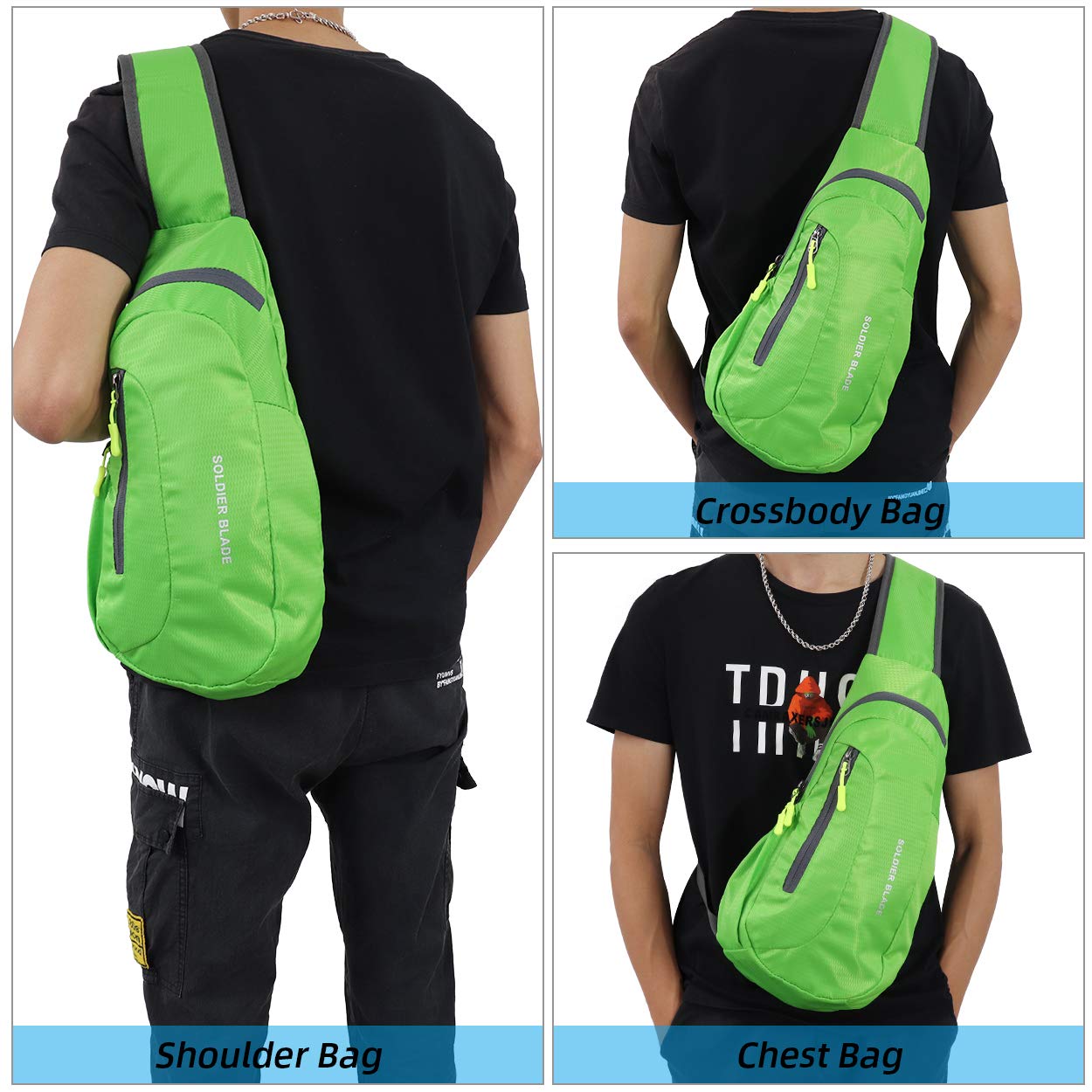 Gisdanchz Borsa a Spalla Uomo, Marsupio Sportivo Uomo Running Borsa Moto Chest Bag Mini Sling Backpack Rucksack Impermeabile Zaino Monospalla Borsello Tracolla Borse Ragazza Borsello, Verde