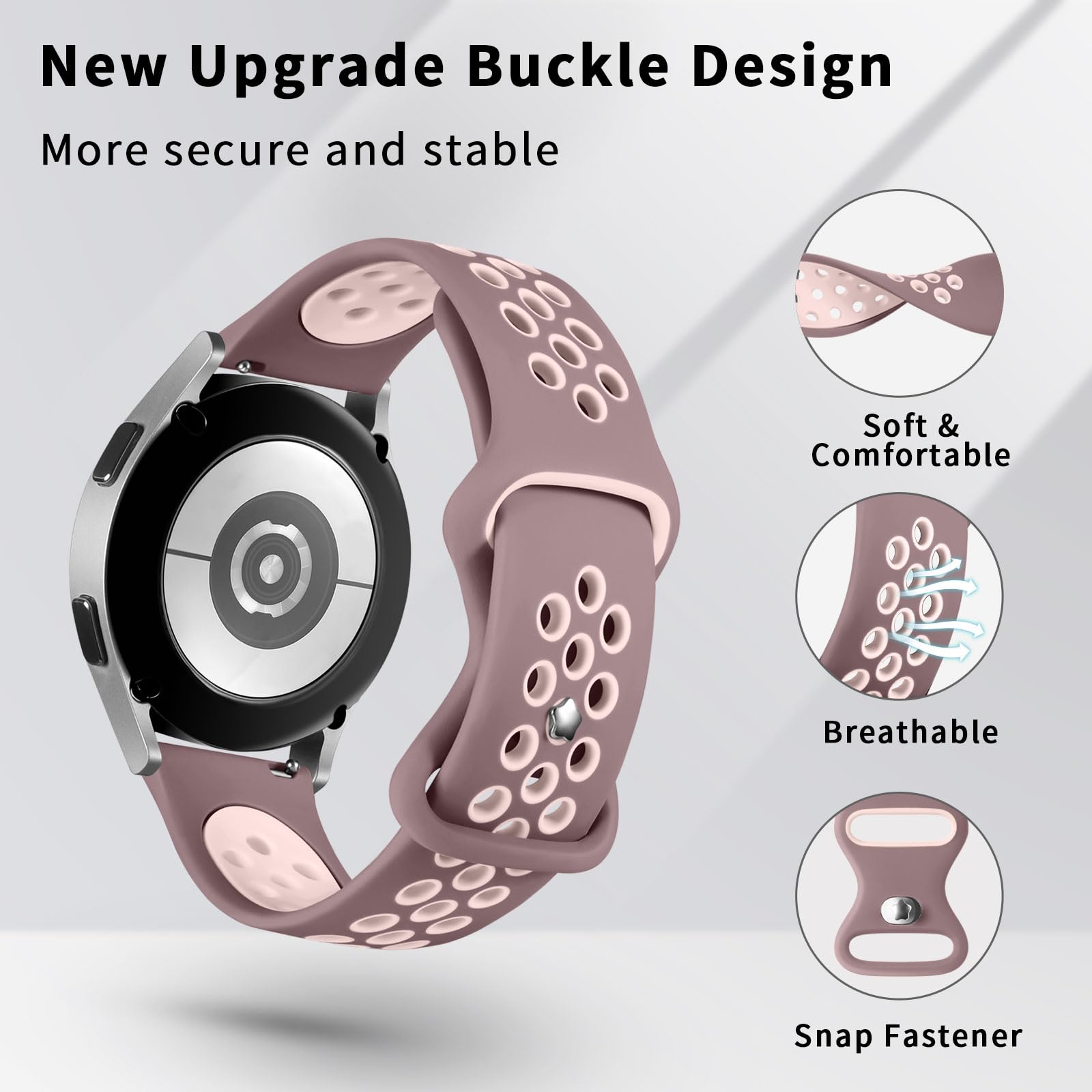 Lerobo 4 Pack Bands Compatible with Galaxy Watch 7 6 5 4 Band 40mm 44mm/Galaxy Watch 6 4 Classic 43mm 47mm 46mm 42mm/Watch 5 pro 45mm,Active 2 Band, 20mm Watch Band Soft Silicone Sport Band Women Men — Amazon image 27