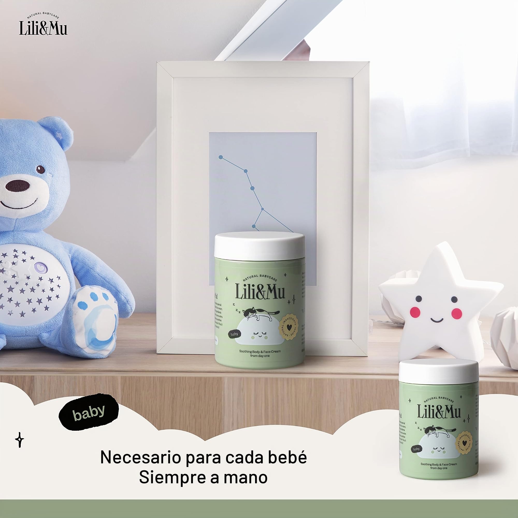 Lili&Mu Crema hidratante facial y corporal, 100 ml, con manteca de karité y extracto de caléndula, para piel sensible y seca del bebé, cosmética natural