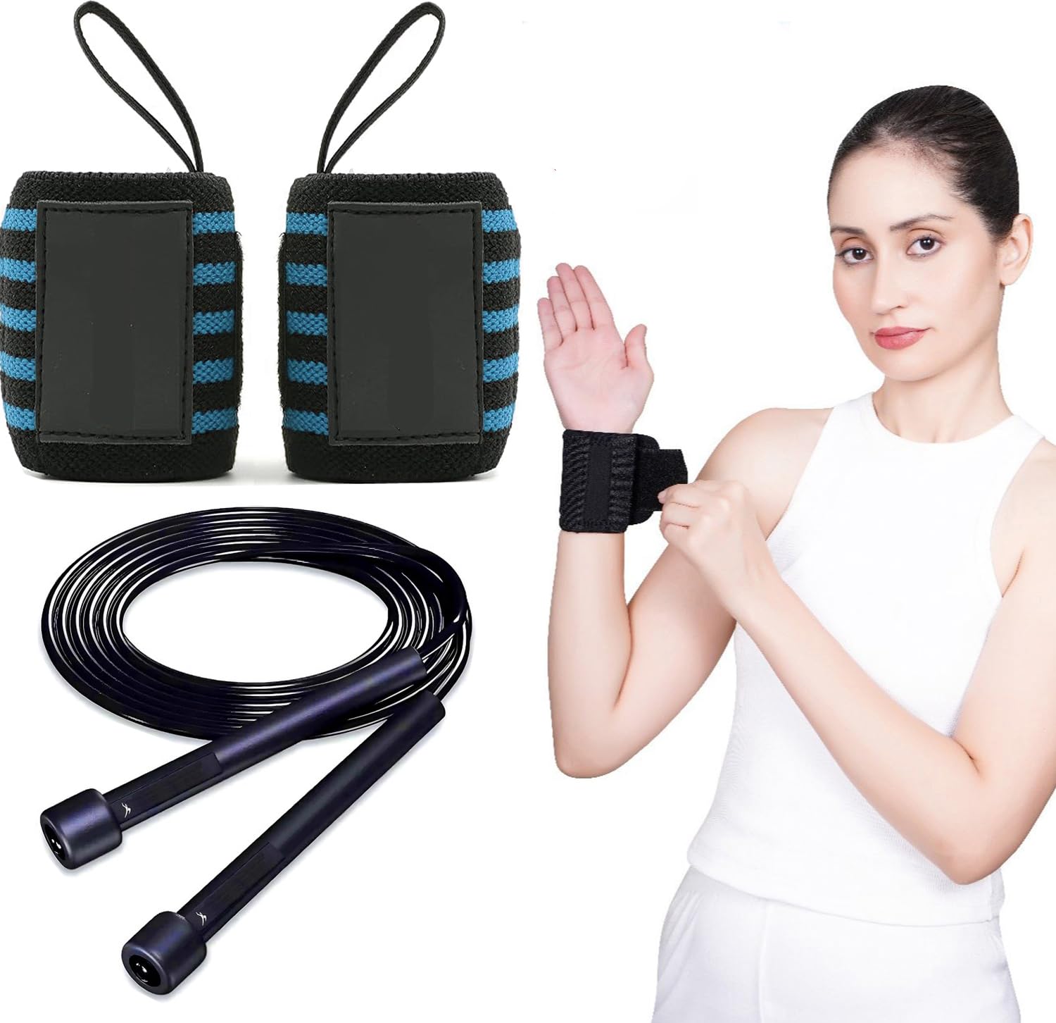 Strong Protection Skipping Rope & Wrist Band for Men & Women And Hand Support Jump Rope for Exercise, for Workout & Weight Loss, Exercise-image-41