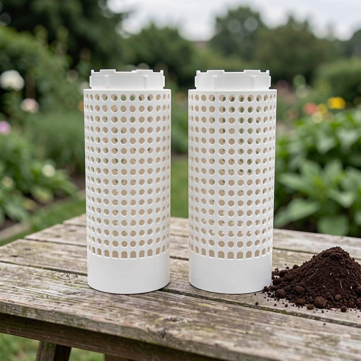 3 Pezzi Compostiera Sotterranea per Lombrichi da Giardino Coperchio
