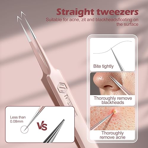 Miniatura 2 de WSYUB Pinzas profesionales para eliminar puntos negros, extractor de acné, kit de herramientas para reventar espinillas, clip para puntos blancos,