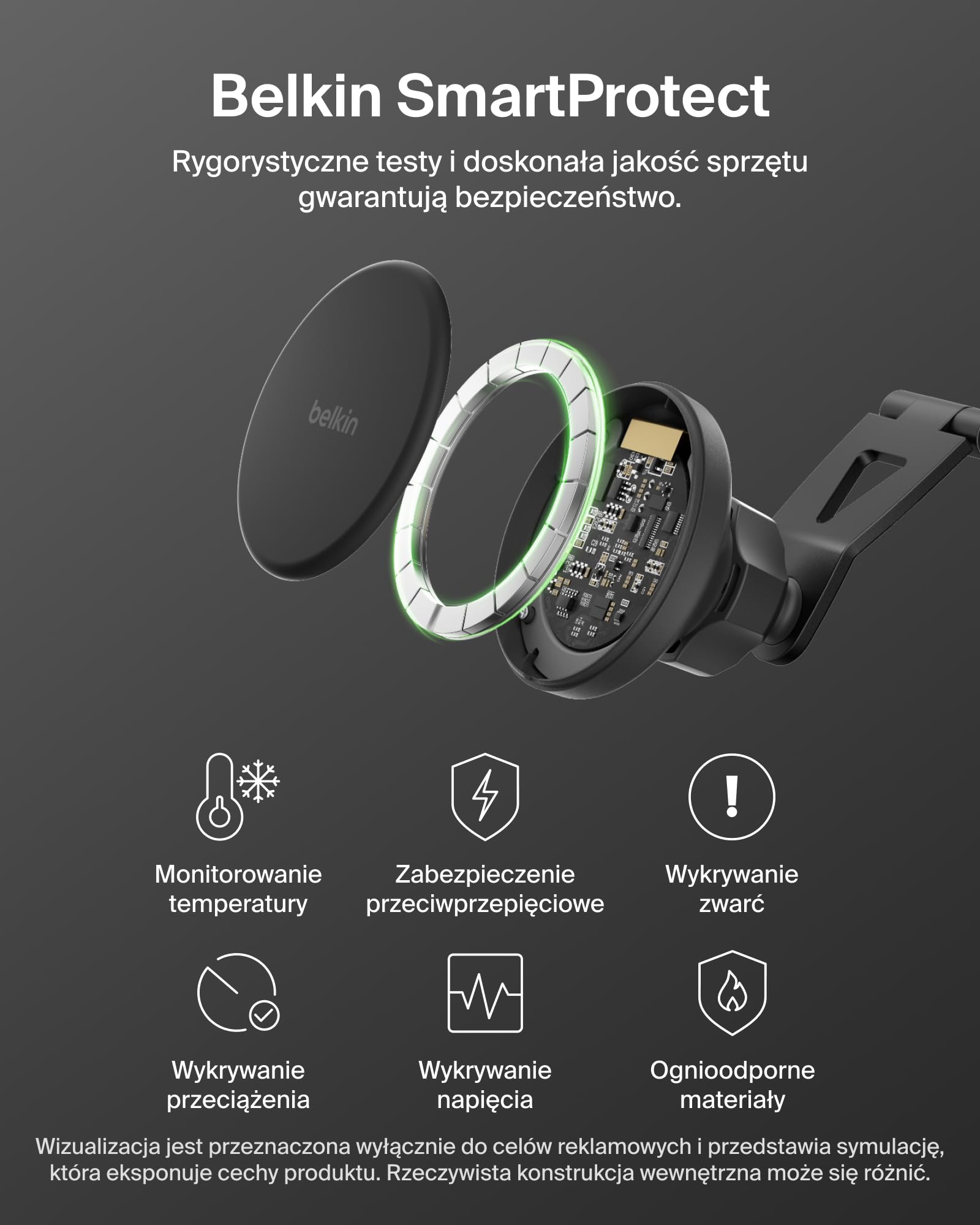 Belkin BoostCharge Bezprzewodowa Ładowarka Samochodowa Qi2, Magnetyczny Uchwyt na Kratkę Nawiewu z Kablem USB-C, Zgodny z MagSafe, do Szybkiego Ładowania Telefonów iPhone, Galaxy, Pixelsnap – Czarna