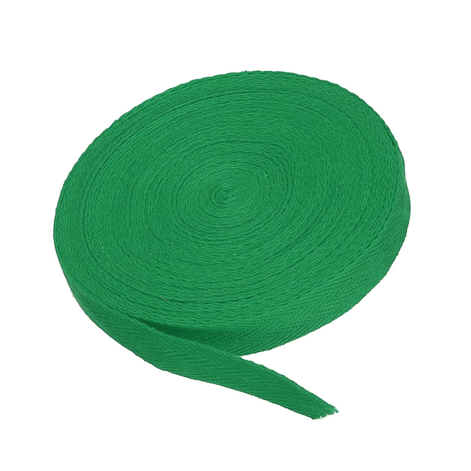 MACHSWON Cotton Twill Tape 5/8 Inch 10 Yards Cotton Ribbon Bias Binding Tape Herringbone Webbing Trim for Sewing Gift Wrapping Craft DIY Lawn Green