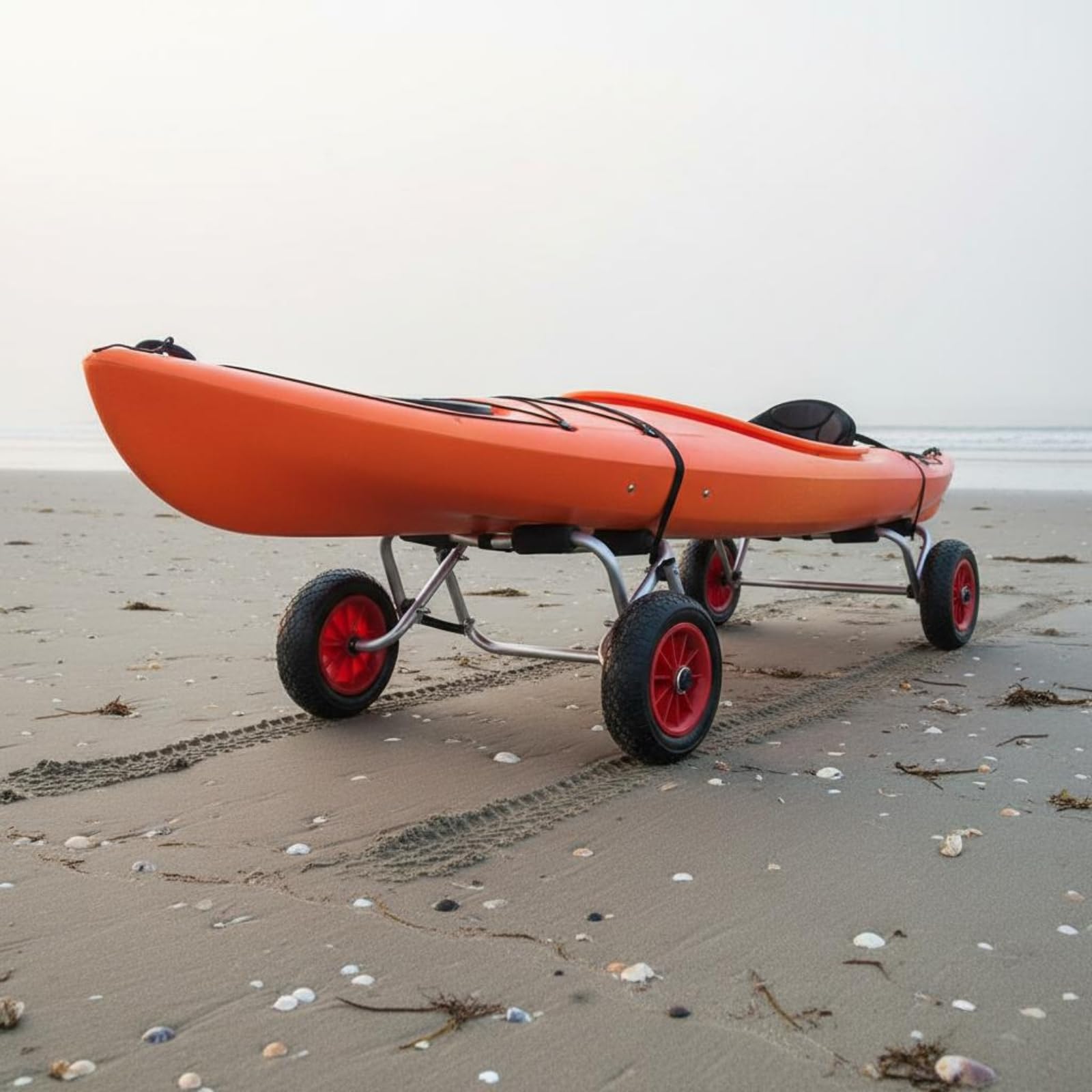 Milageto Carrito de Transporte de Kayak Carro Portátil Carrito Trolley Soporte Ajustable de Aluminio con Protección Acolchada Ruedas de PU Plegado