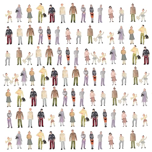 100pcs 1:100 Painted Mixed Model People Figure Layout Standing Little People Figures Mini Architectural Plastic Figurines - 1:100 Standing Little People Figure