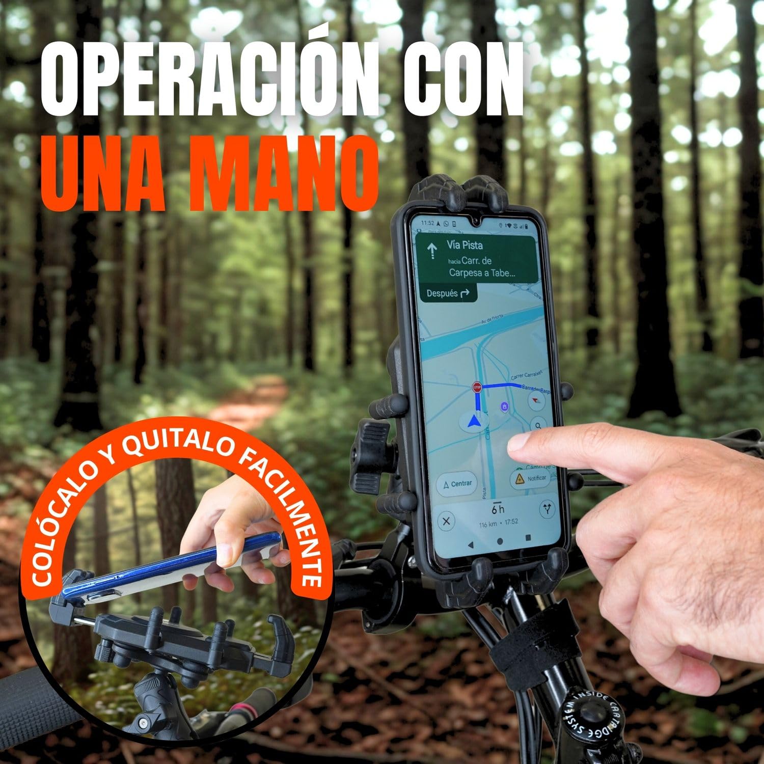 Soporte Móvil Moto Antivibración – Soporte Teléfono para Manillar o Tubo de Dirección – Universal 5,4”-7,2” Compatible con iPhone y Android.