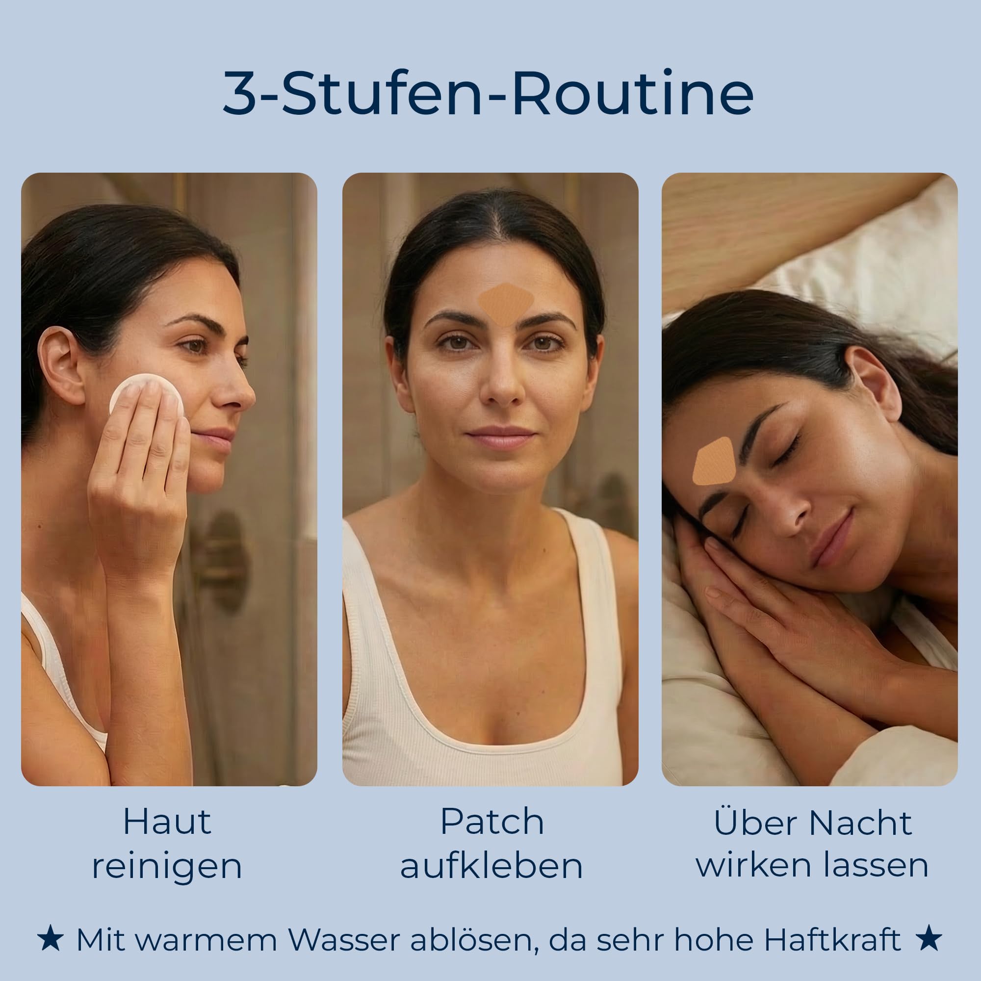 Patches & Pads Zornesfalte Pflaster aus Baumwolle mit Hyaluron 60 Stück - Extra stark haftend - Zornesfalte glätten, Anti Falten Pflaster, Gesichtstape gegen Falten (1er Pack)