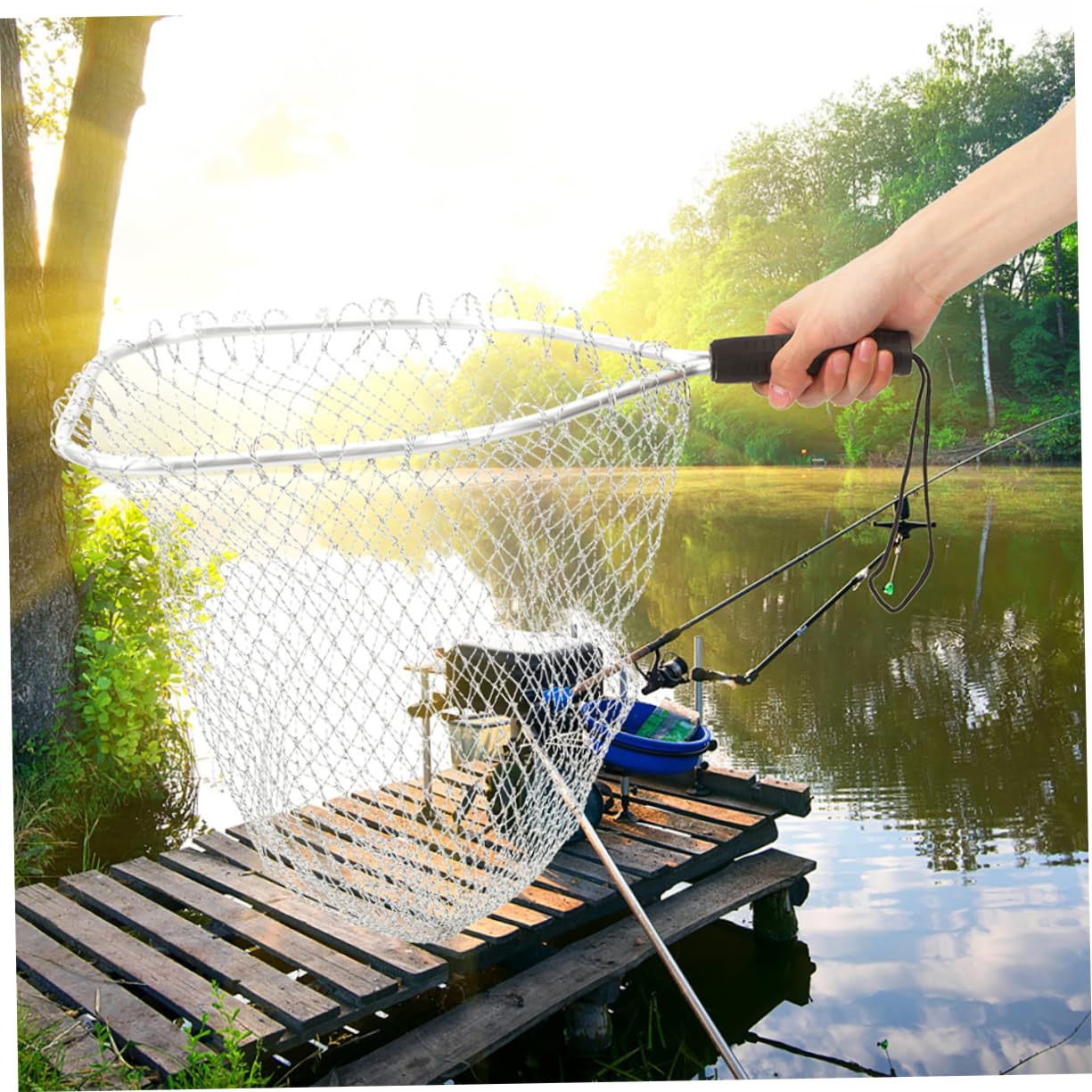 BESPORTBLE Dip Net Fish Net Fishnets Filets De Pêche Engins De Pêche Fish Tank Net Casting Net Land Net Accessoires De Pêche Mouche Engins De Pêche Épuisette Outils De Pêche Beige Aluminium