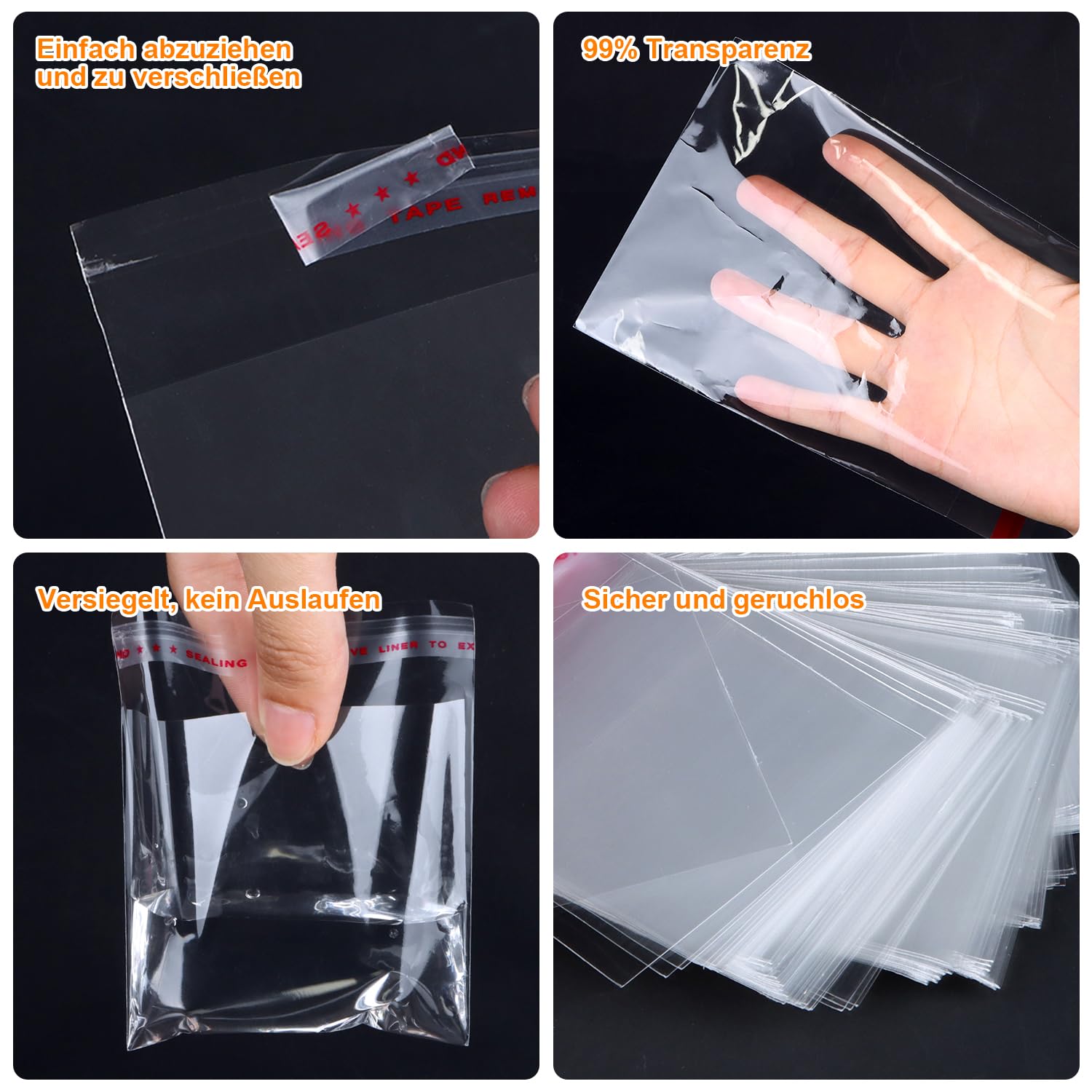 Sacchetti Cellophane Autoadesivi - 300 Pezzi, 10x18 Cm, Trasparenti, Per Regali