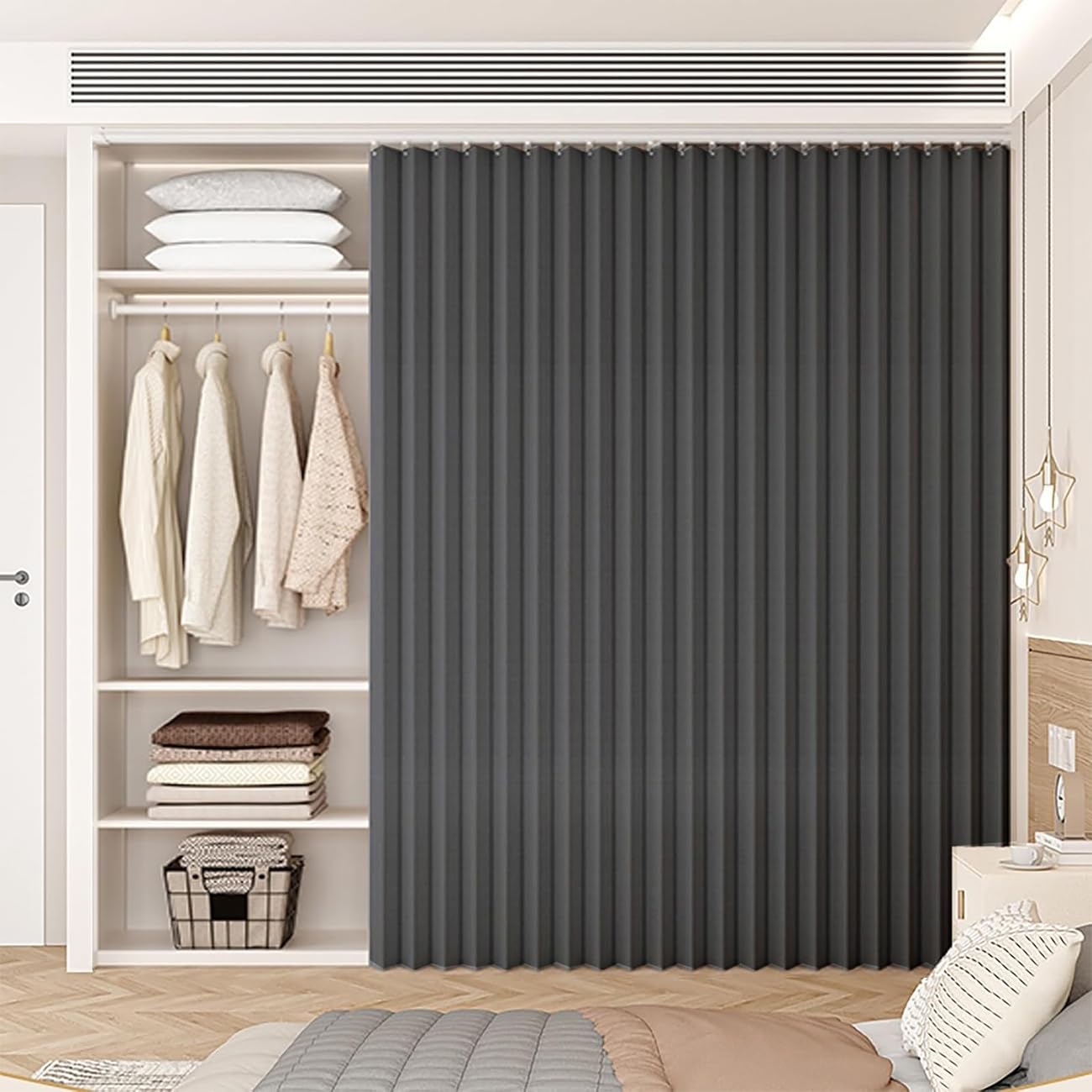 Cortinas Personalizables con rieles deslizantes multifuncionales, Ideales para zapateros, roperos y armarios.-Black- W60cmxH70cm