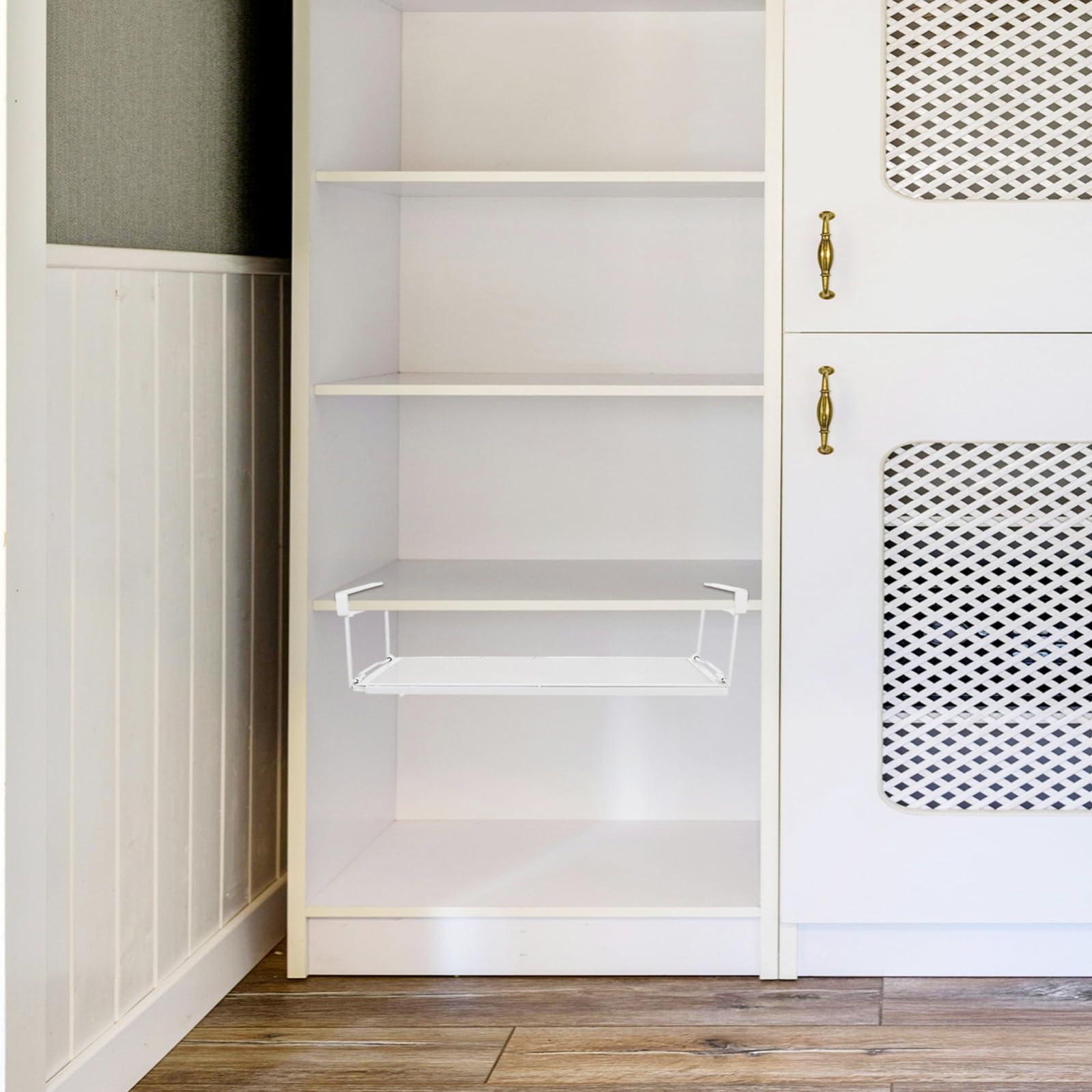 SHINEOFI Organizzatore Sottolavello Cucina in Acciaio al Carbonio Bianco, Cestino Estraibile Salvaspazio Versatile per Dispensa e Cucine Professionali