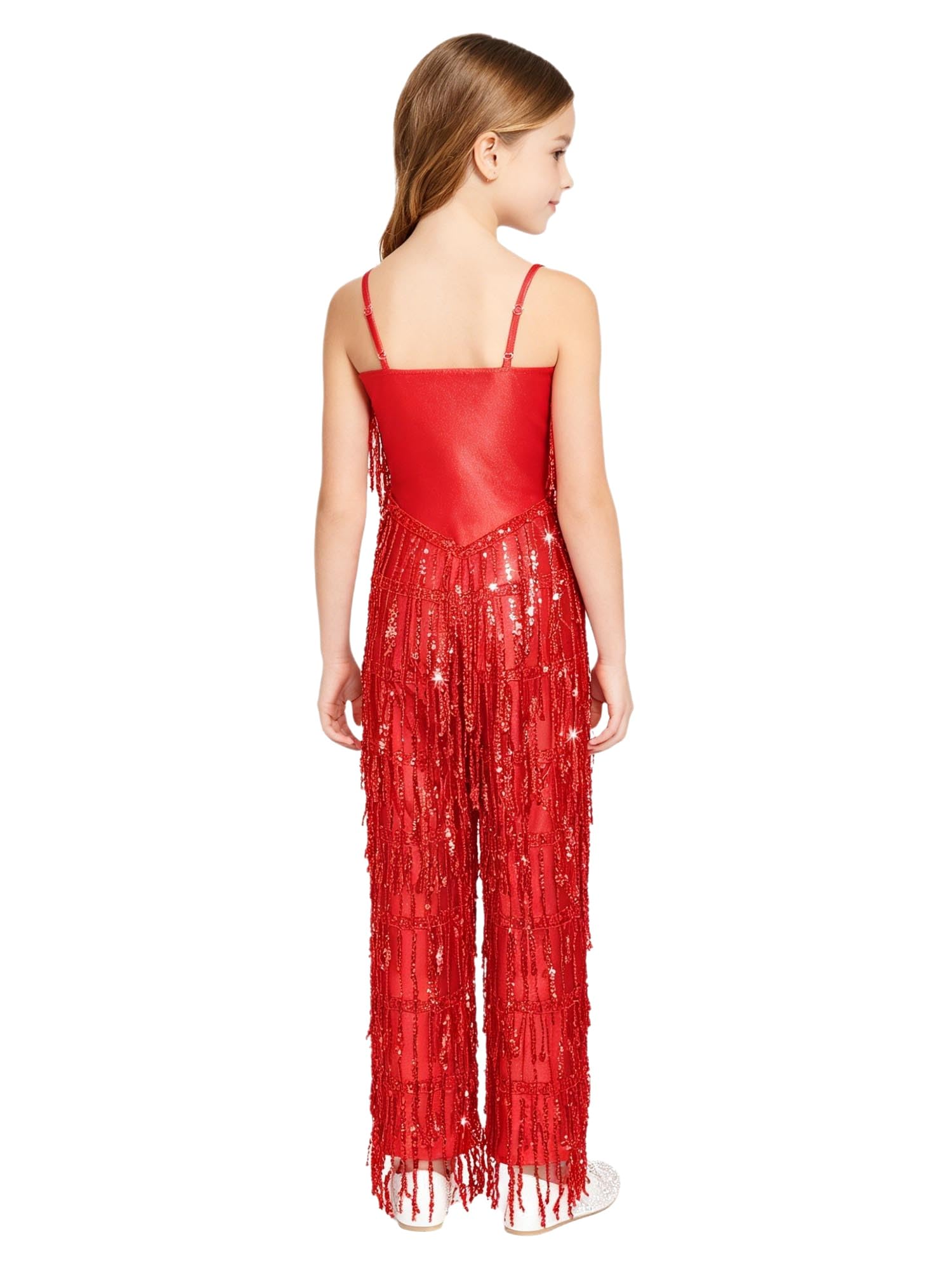 Niños Vestido Baile Salsa Con Franja Lentejuelas Disfraz Estrella Hippie Traje De Disco Monos Camiseta