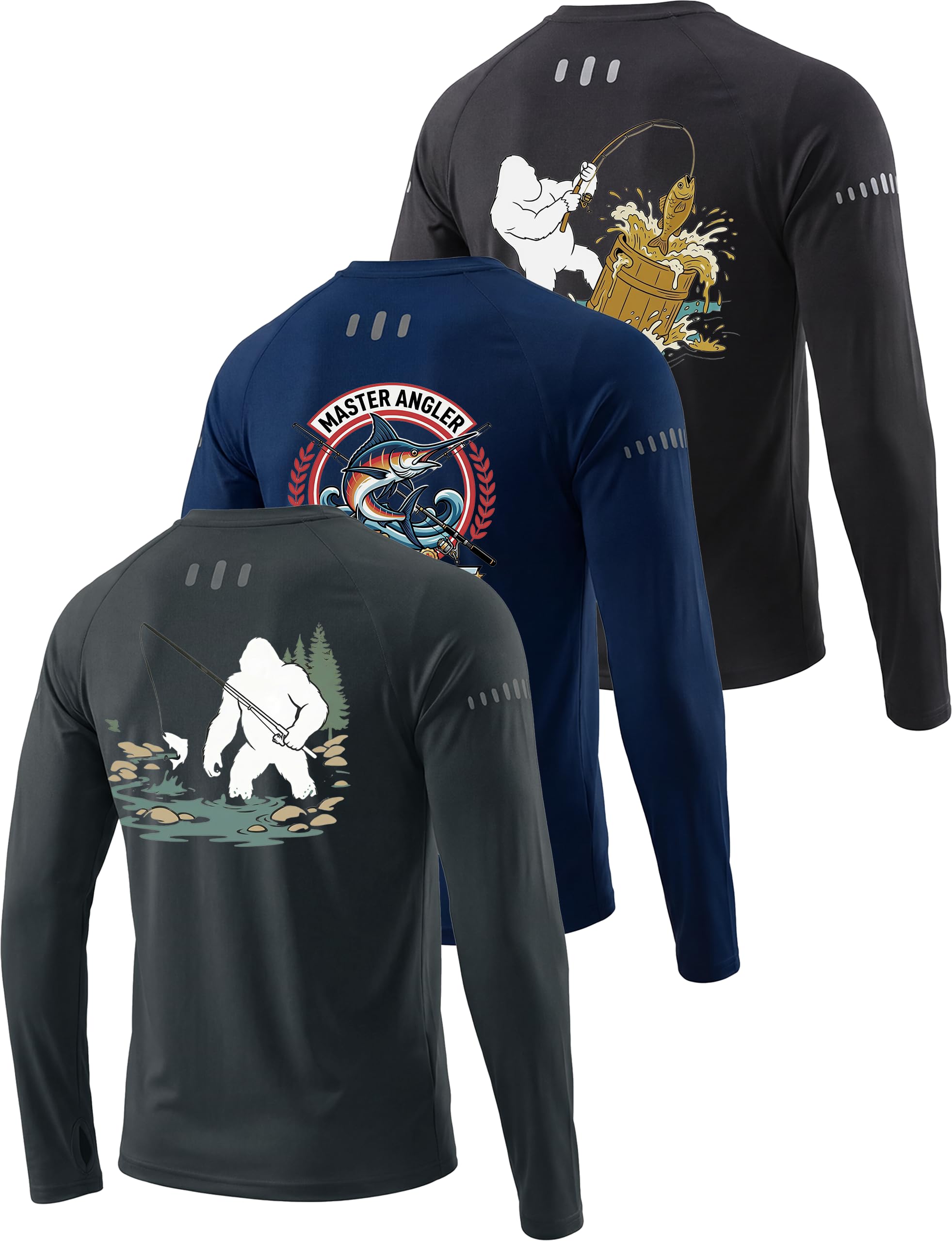 Men's UPF 50+ Sun Protection Shirts Long Sleeve Swim Fishing Rash Guard