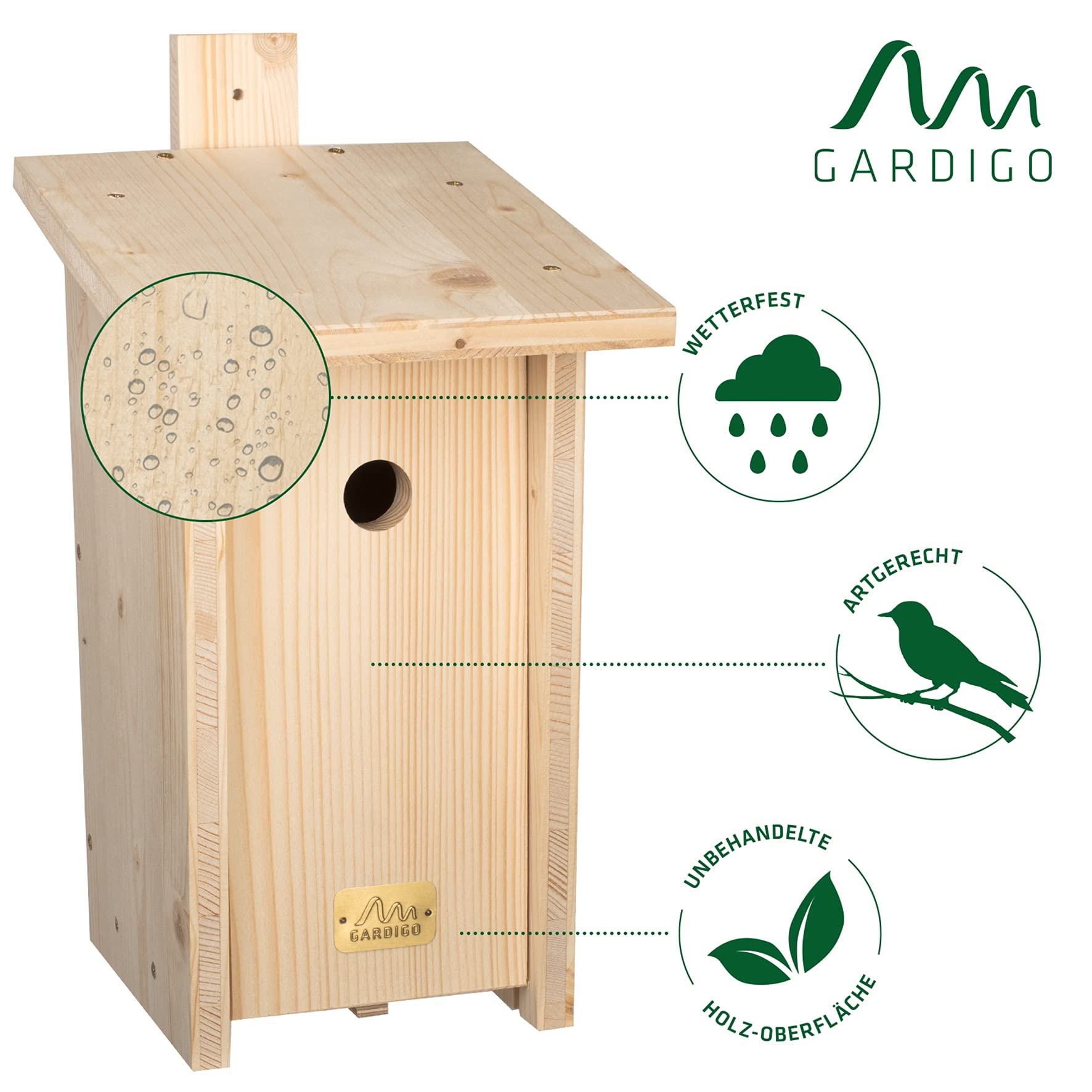 GARDIGO® Nistkasten Bausatz für Meisen I Vogelhaus zum selber Bauen I Made in Germany I Vogelhäuschen aus Holz zum aufhängen