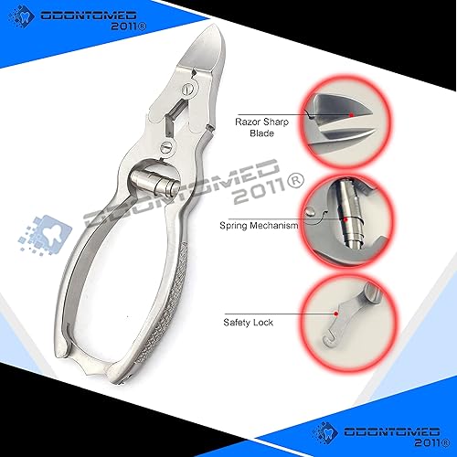 Miniatura 9 de OdontoMed 2011 Podólogo Mycotic Toenail Nippers 6", doble acción cortador de uñas Alicate Trimmer Profesional Acero inoxidable ODM