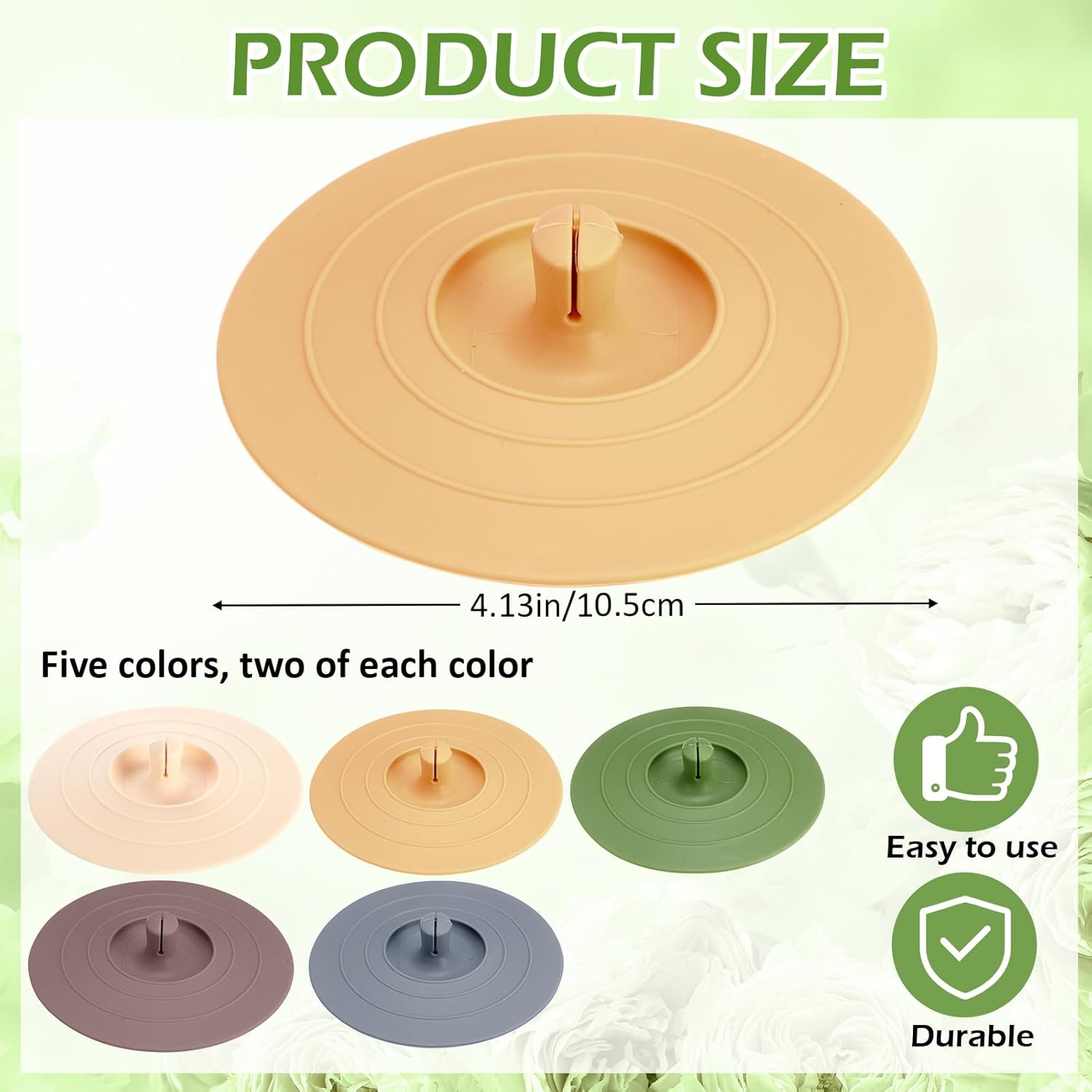 Boao 10 pcs Silicone Cup Covers for Drinks 4 Inch Anti-dust Silicone Cup Lids with Spoon Holder for Coffee Tea Mug Glass Airtight Seal Lids, 5 Bright Colors(Light Color)