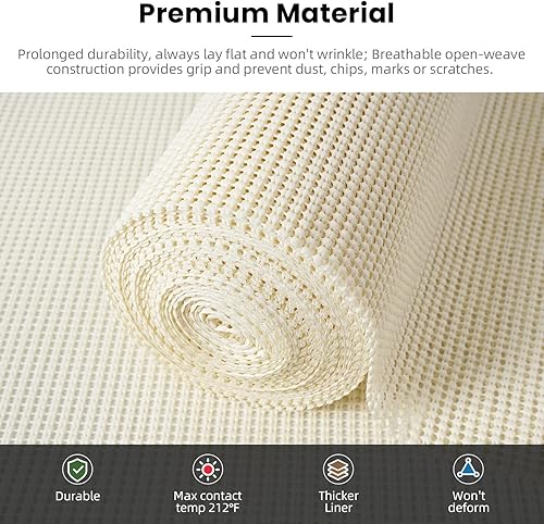 Vista 23 de BAGAIL - Forro para cajones y estantes, 17.5 x 20 pies, revestimientos de estantes no adhesivos para armarios de cocina, forros gruesos de agarre