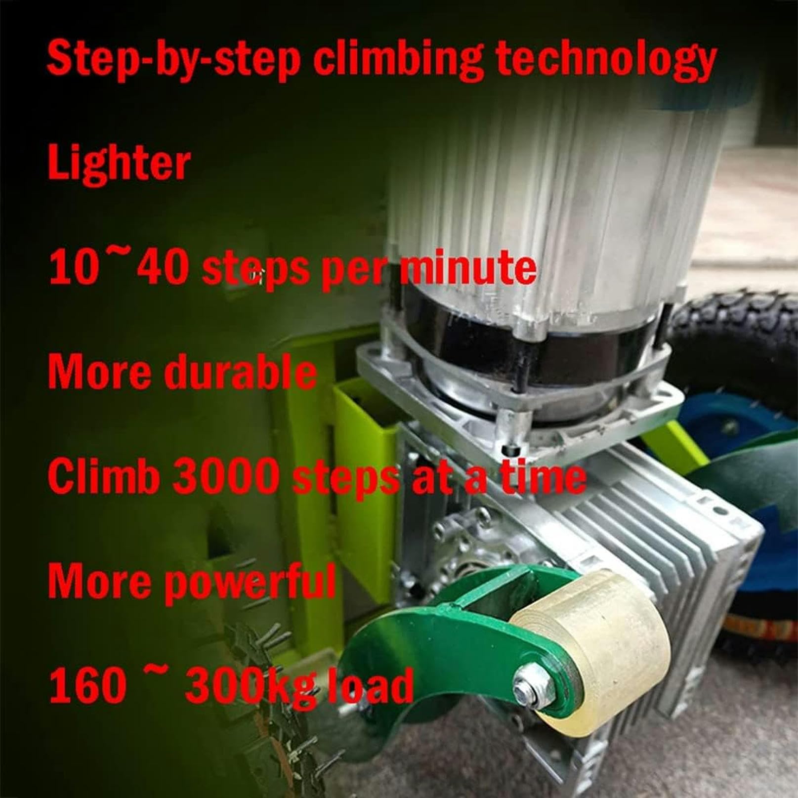 Carrello montascale elettrico, carrello a mano facile da usare su e giù per le scale con carico 200 kg, carrello salva manodopera con batteria rimovibile da 48 V / 20 Ah, verde / 800 W