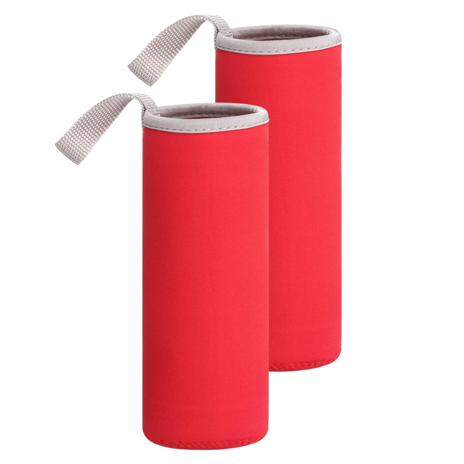 sourcing map 2pcs Neoprene Water Bottle Sleeve, 18.5 oz Insulated Water Glass Bottles Carrier Bag Collapsible Drink Bottle Sleeve Cover Holder with Handle, Red — image 1