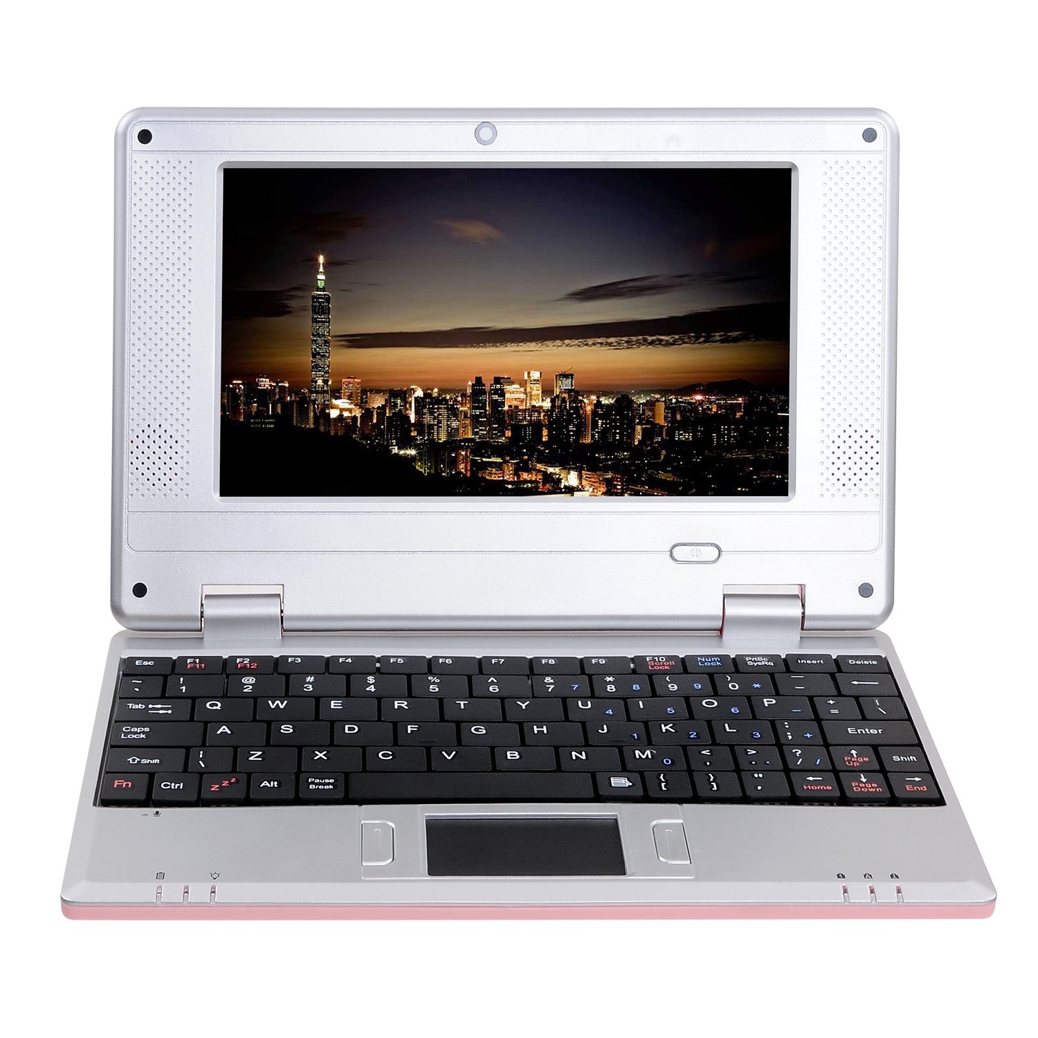 Bigmachine 7 Pouces Portable Mini Ordinateur Portable PC Netbook pour Enfants Android 12 Quad Core 32 Go WiFi intégré caméra Netflix Youtube Flash Player (Rose)