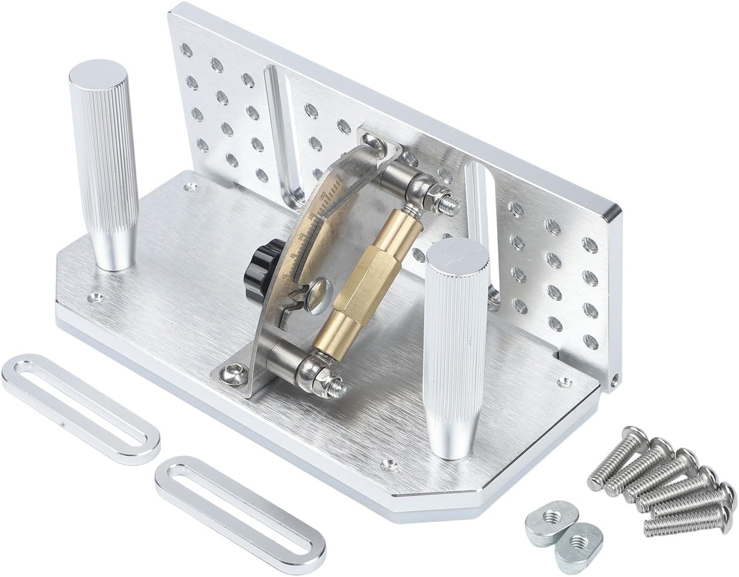 Adjustable Angle Belt Grinder Jig Sharpening Fixture With 44 Mounting Holes And Dual Clamps For Enhanced Stability And Precision Grinding For Multiple Tool Heights, Silver