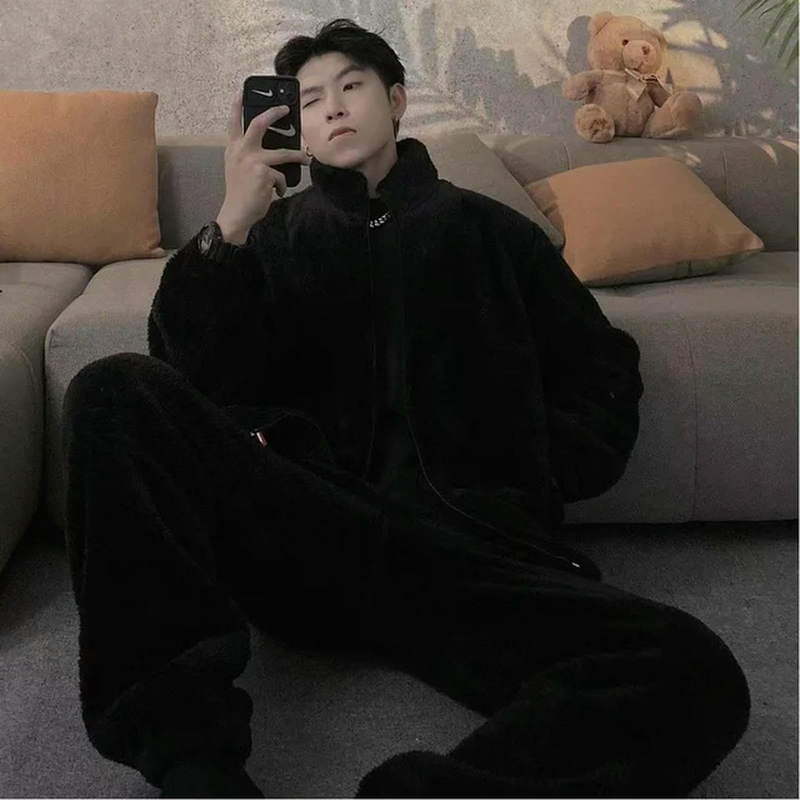 Pigiama Set di Pigiami per Uomini Inverno Inverno Folte in Flanella Calda Pigiama A Maniche Lunghe Abbigliamento da Casa Pijamas Casual