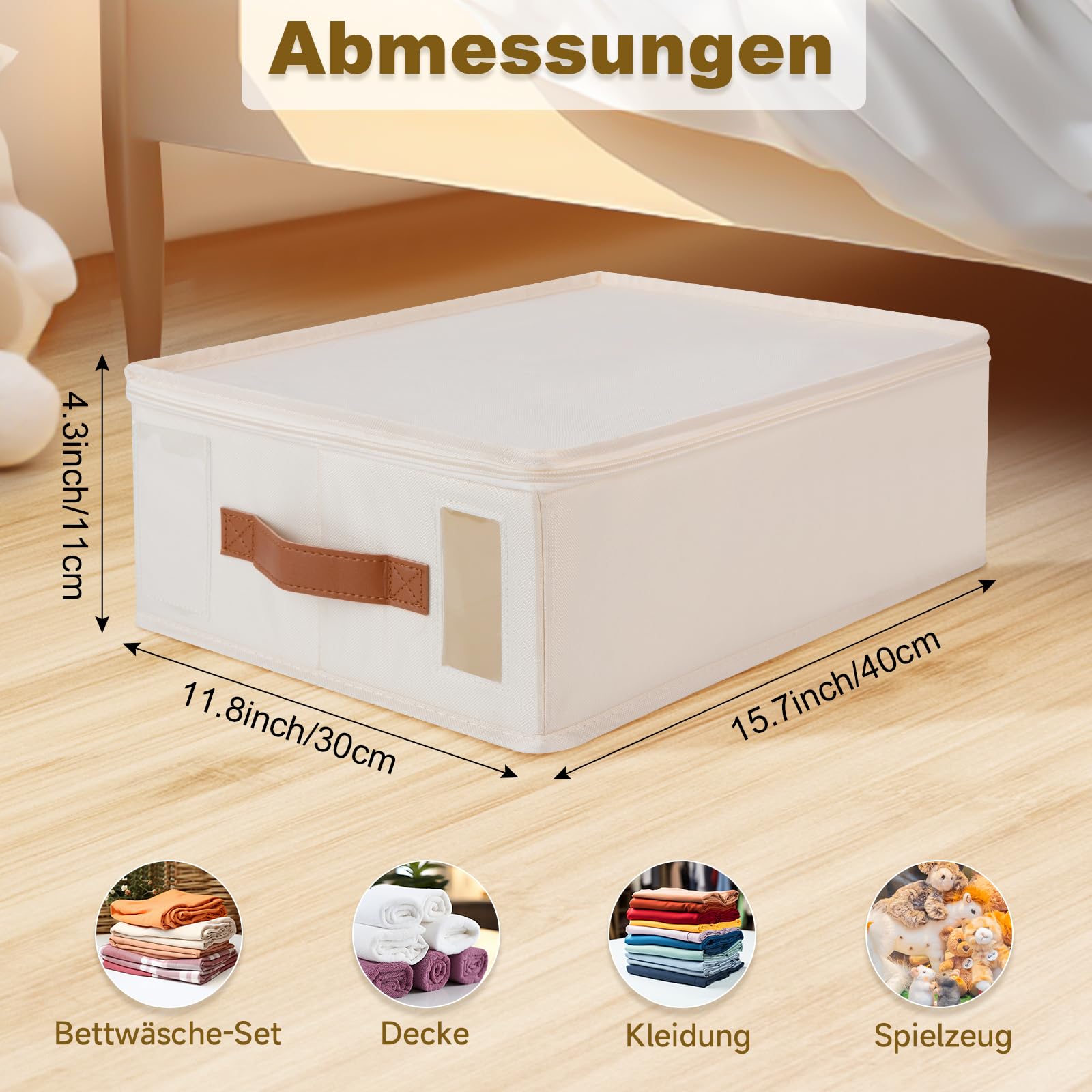 Bettwäsche-Organizer 8er Pack – Insektendichte Aufbewahrungsbox mit Reißverschluss, Etikett, Griff, Fenster – Schrankorganizer für Bettlaken, Kleidung, Bettdeckenbezüge, Spielzeug