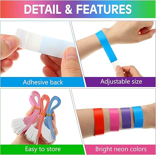 Miniatura 3 de 1400 pulseras de papel para eventos, de neón, impermeables, pulseras de concierto, pulseras adhesivas de colores para fiestas (rojo, verde,