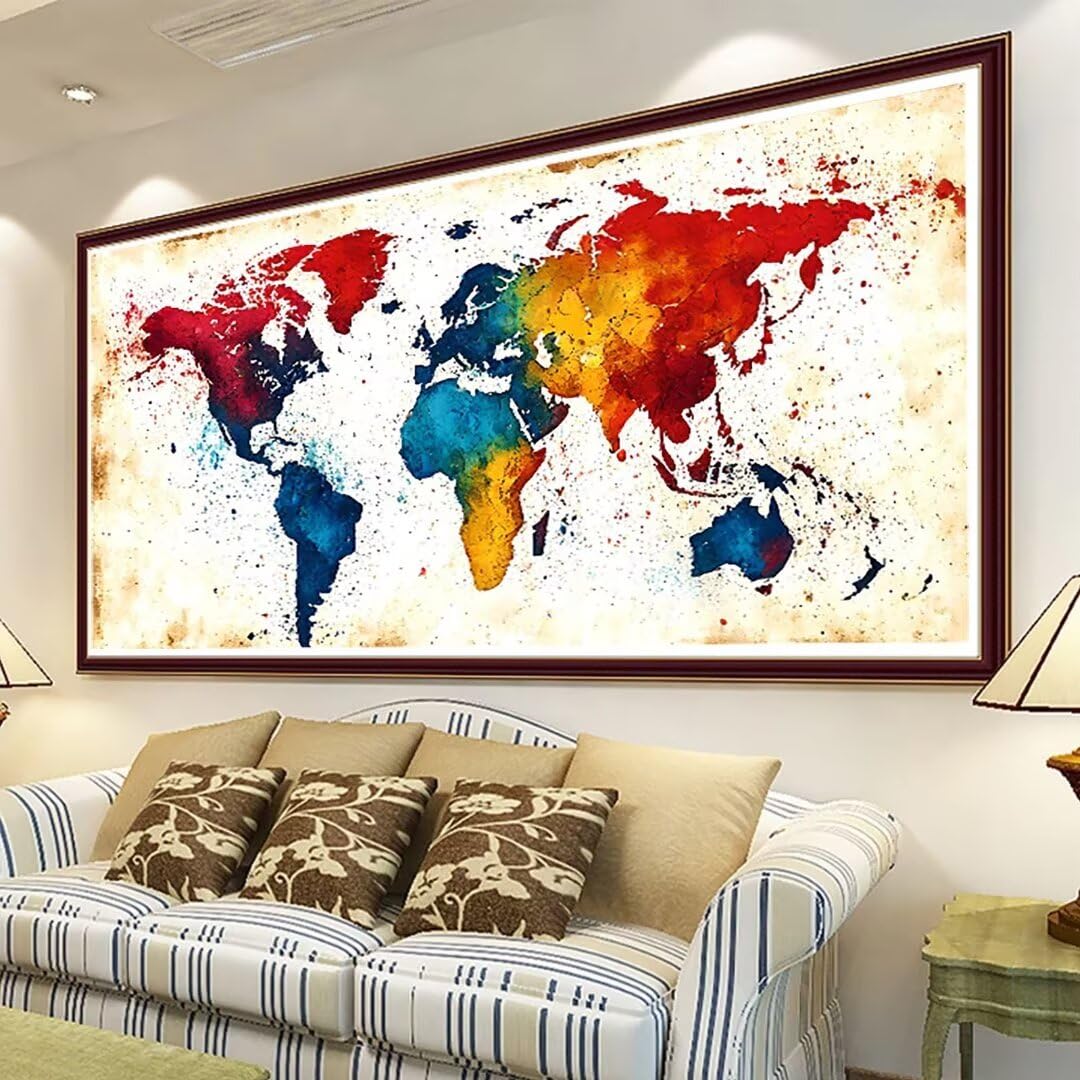 DIY Malowanie po numerach, dla dorosłych, początkujących, mapa olejna, zestaw do malowania po numerach, dla dzieci i dorosłych, akrylowy pigment, rysowanie, malowanie według numerów, mapa świata, 50 x