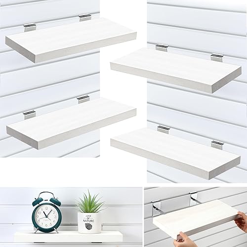 Landical Paquete de 4 estantes de madera de pared de tablones, 16.1 pulgadas de profundidad x 6.7 pulgadas de ancho x 1.1 pulgadas de alto, estantes