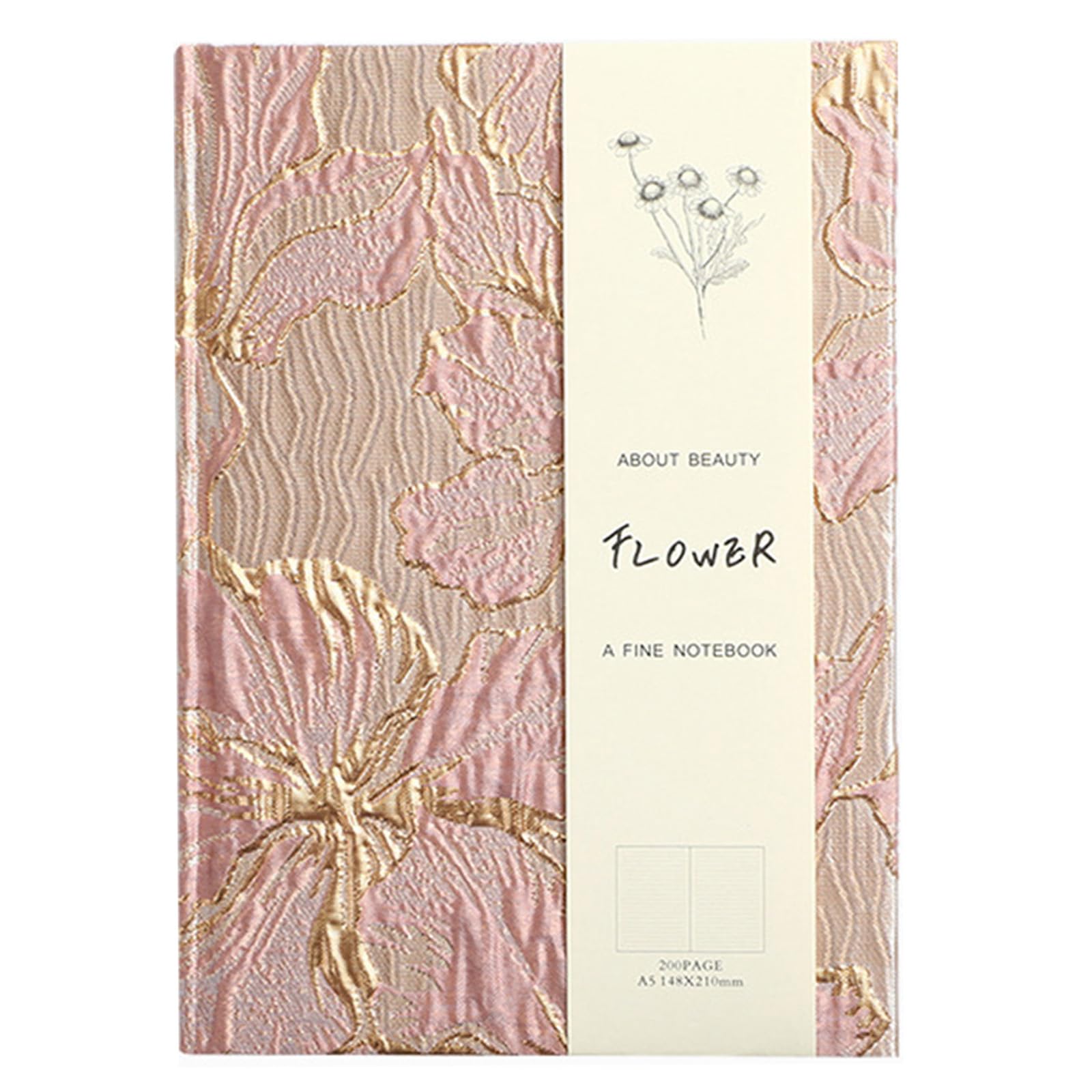 Vibe2Go Floral Journal A5 Hardcover Lined Notebook with Lay Flat Binding Pretty Pink Lily Flower Design Personalised Writing Journals Notebook Taking Gift Idea for Women
